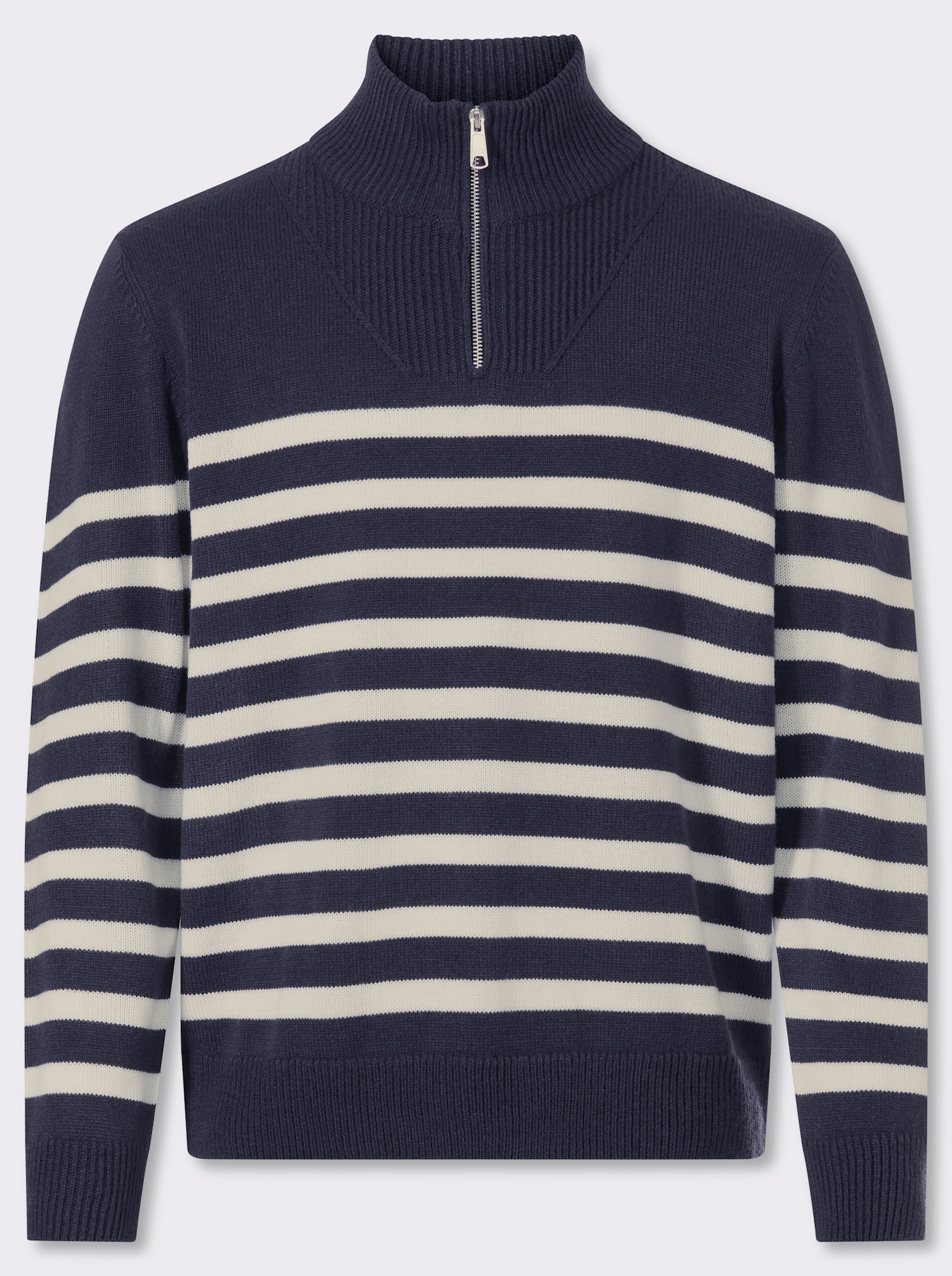 Marco Donati Langarm-Pullover - marine-ecru-gestreift