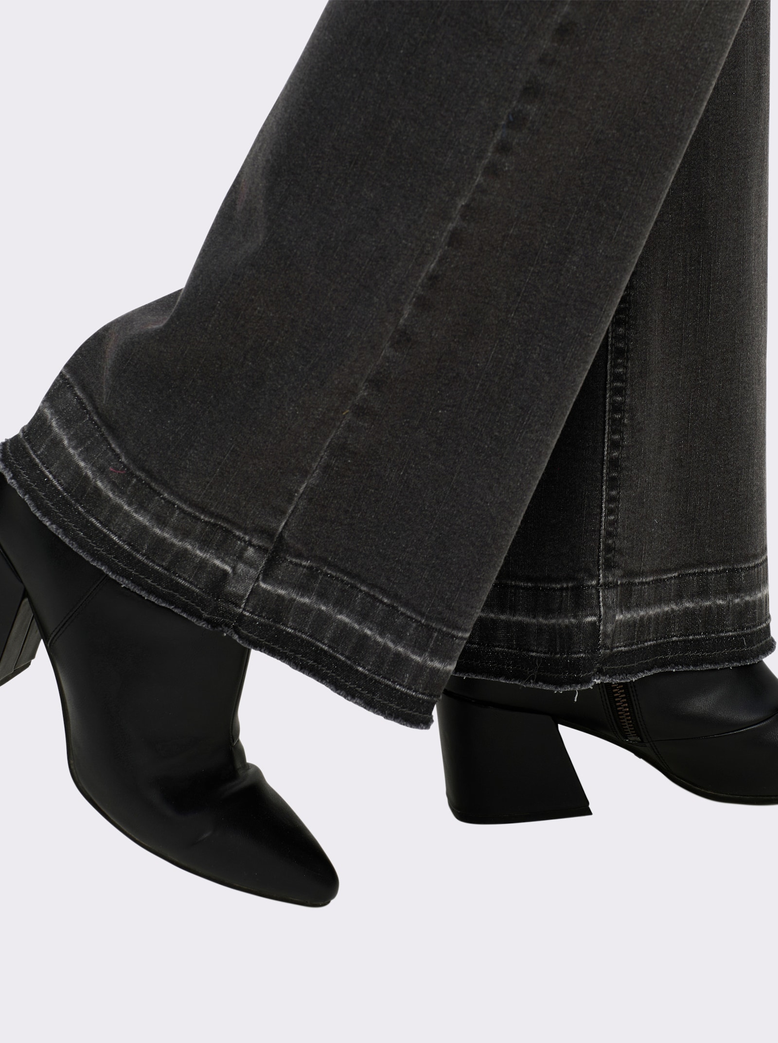 sheego Jeans met verstevigde band en knoopsluiting - grafiet denim