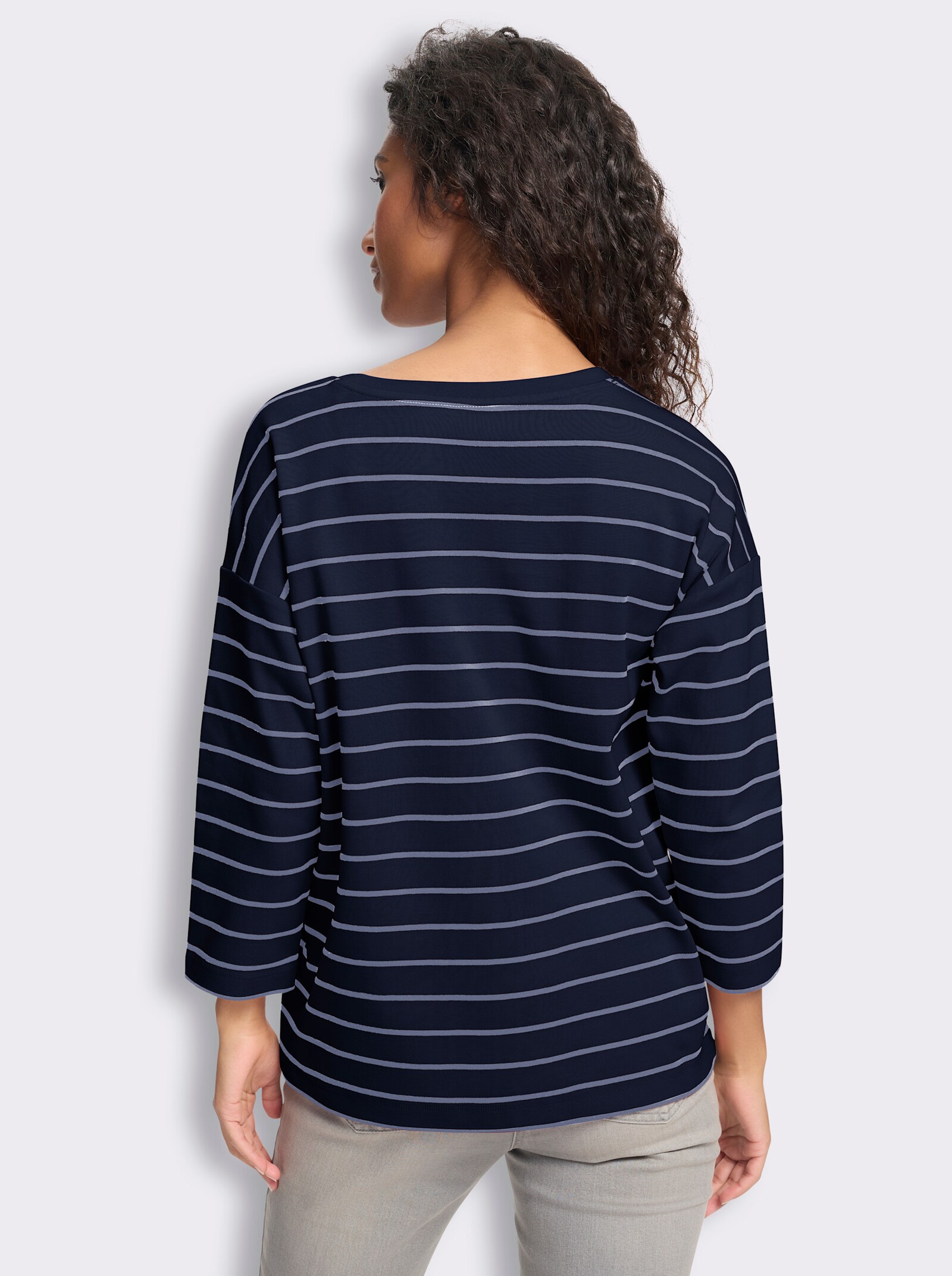 heine Ringelshirt mit 3/4-Arm - marine-taubenblau-geringelt