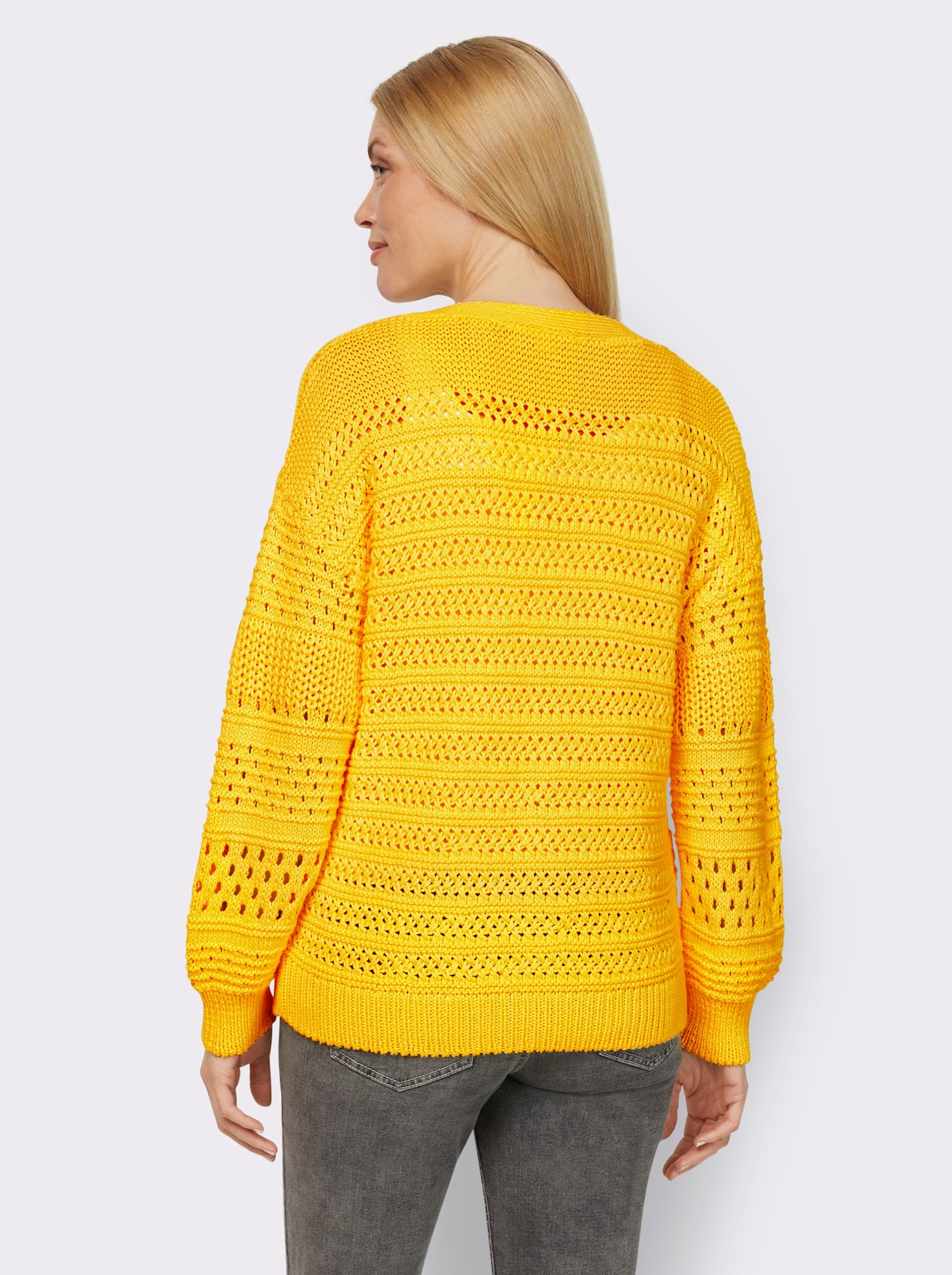 heine Veste en tricot ajouré - jaune soleil