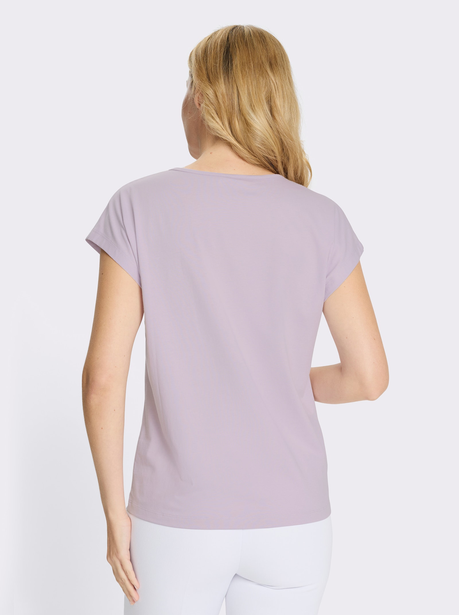 Rundhalsshirt mit platziertem Druck - flieder-traube-bedruckt