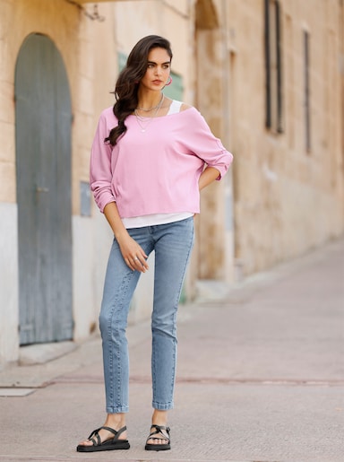 heine 2-in-1-Shirt aus Waffelpiqué - rosé