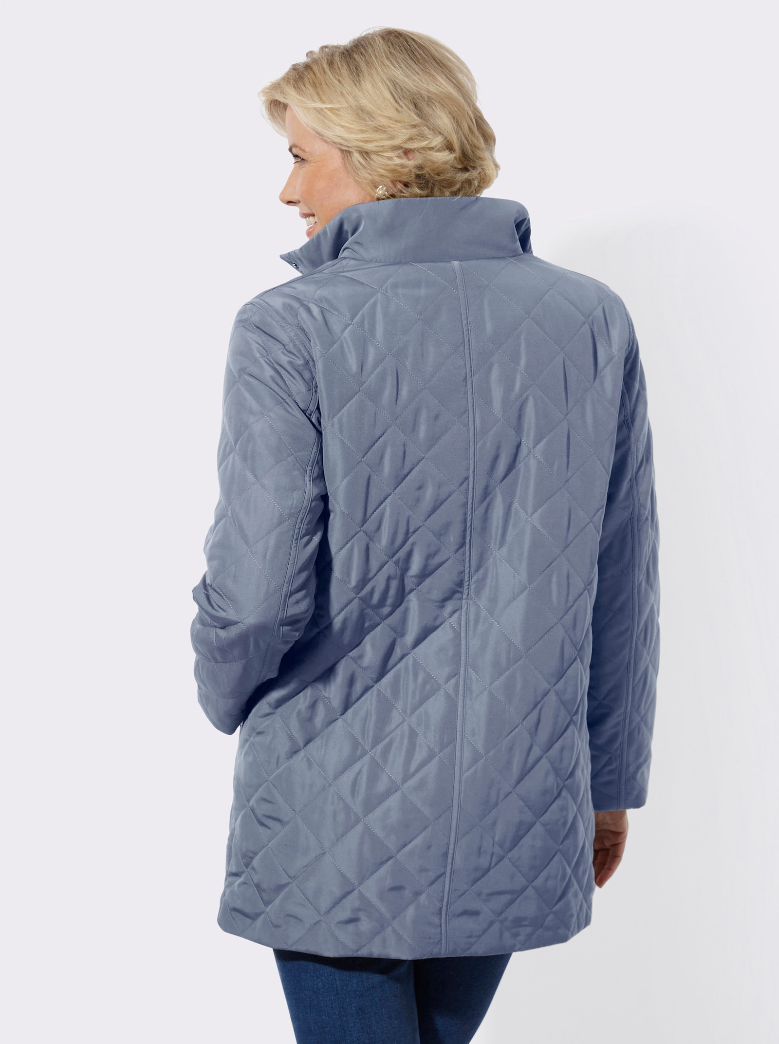Steppjacke in Longform - taubenblau