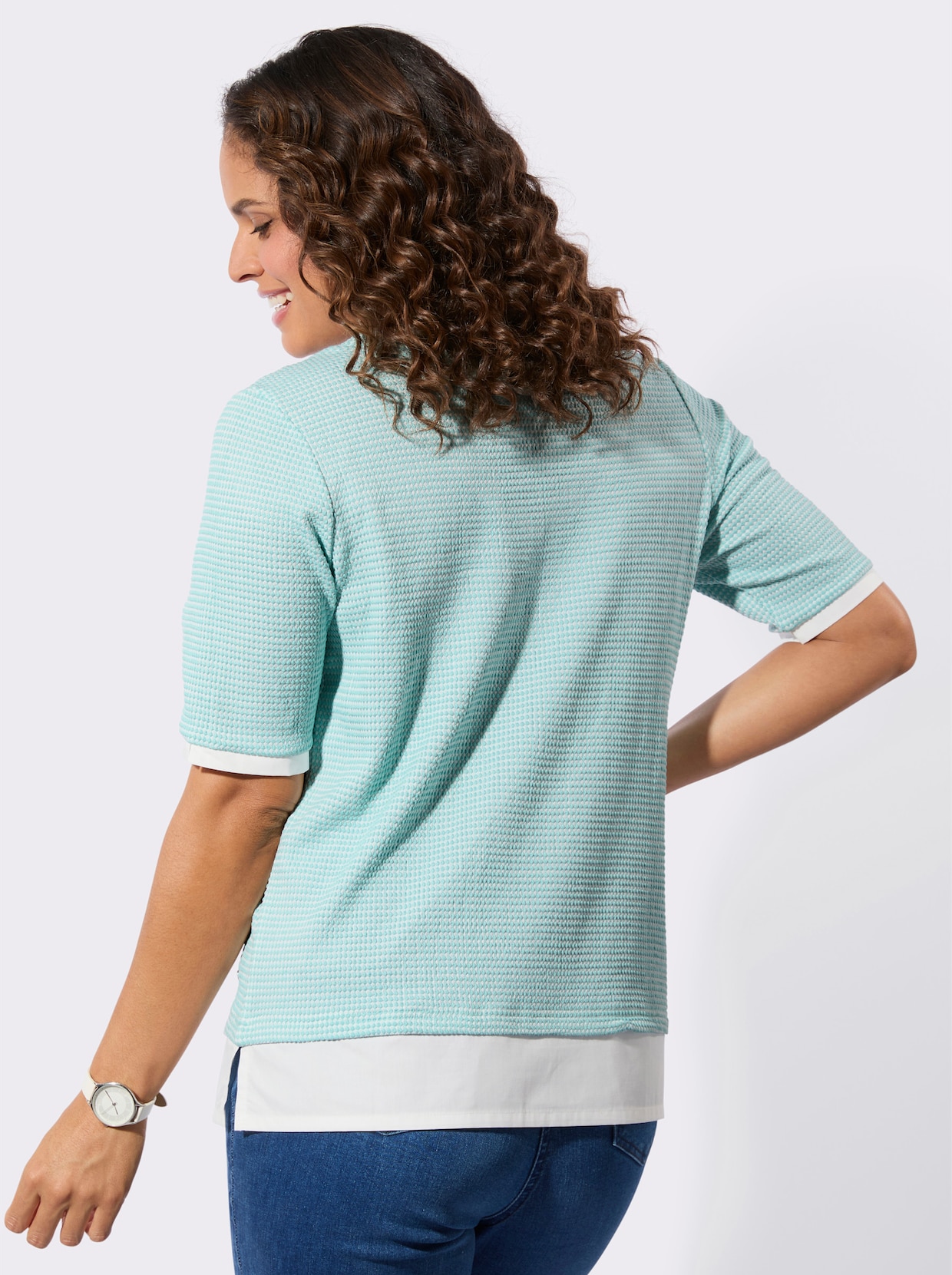 2-in-1-Shirt - mint-weiß-bedruckt