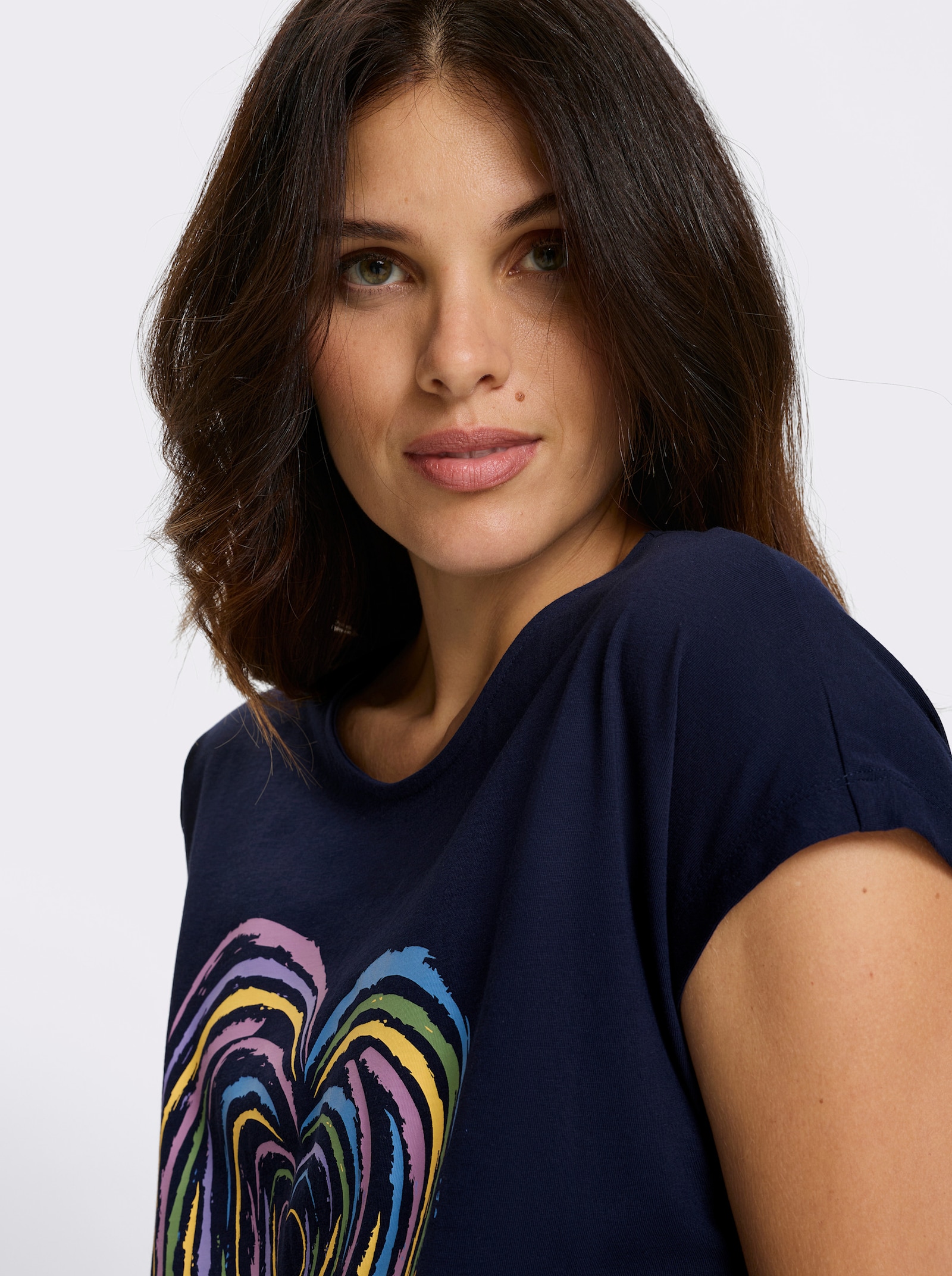 Kurzarmshirt mit Herz-Motiv - marine-orchidee