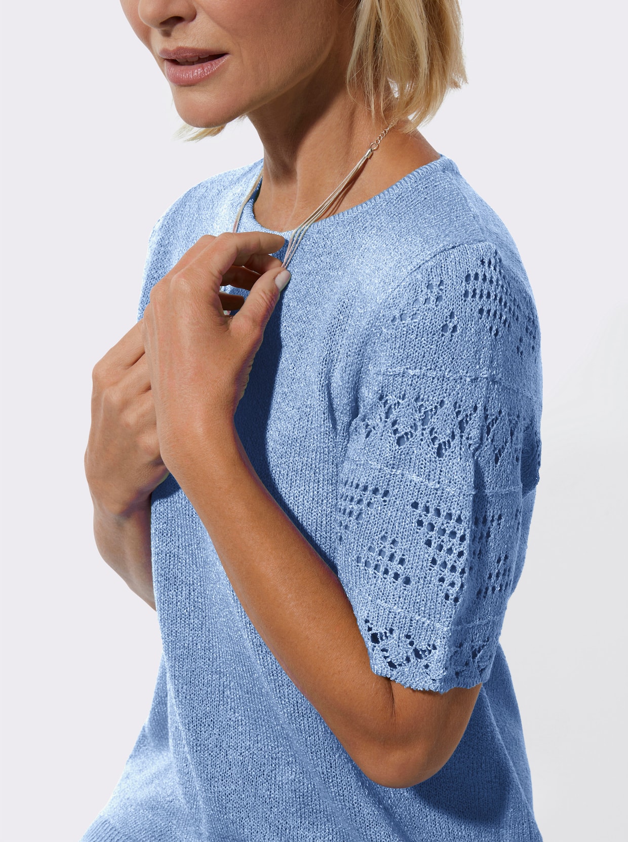Bouclé-Pullover - himmelblau