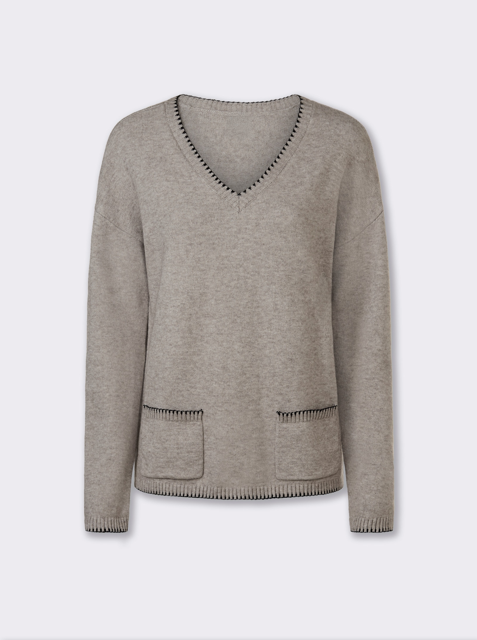 heine Pullover mit Kontrastnähten - taupe-meliert