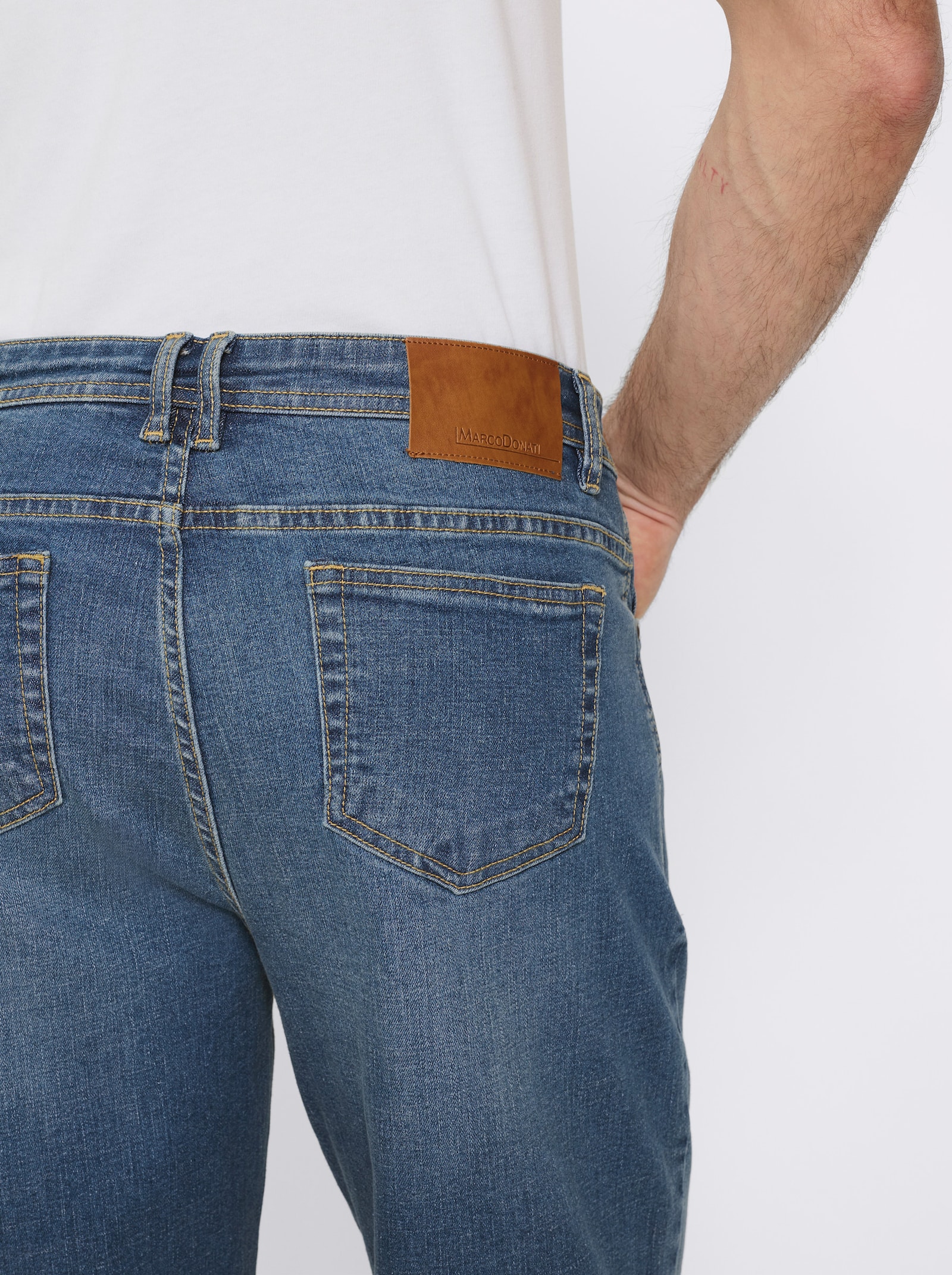 Marco Donati 5-Pocket-Jeans mit kontrastfarbenen Nähten - blue-stone-washed