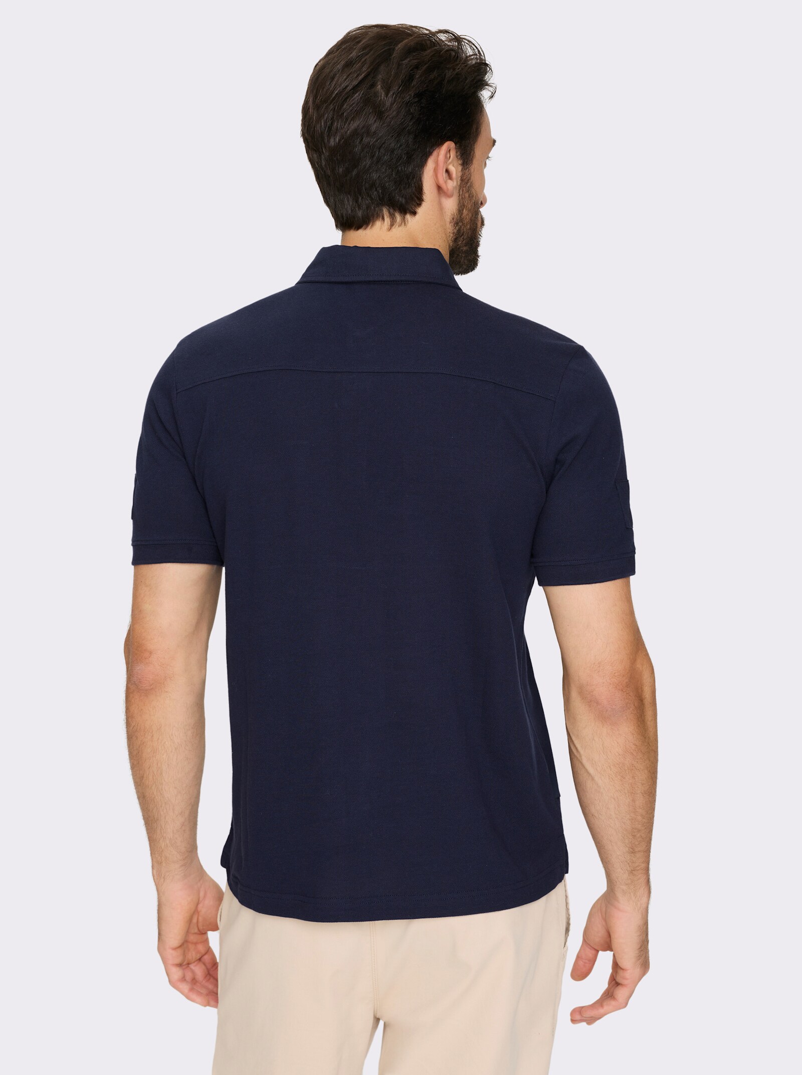 Marco Donati Kurzarmshirt mit Twill-Elementen - marine