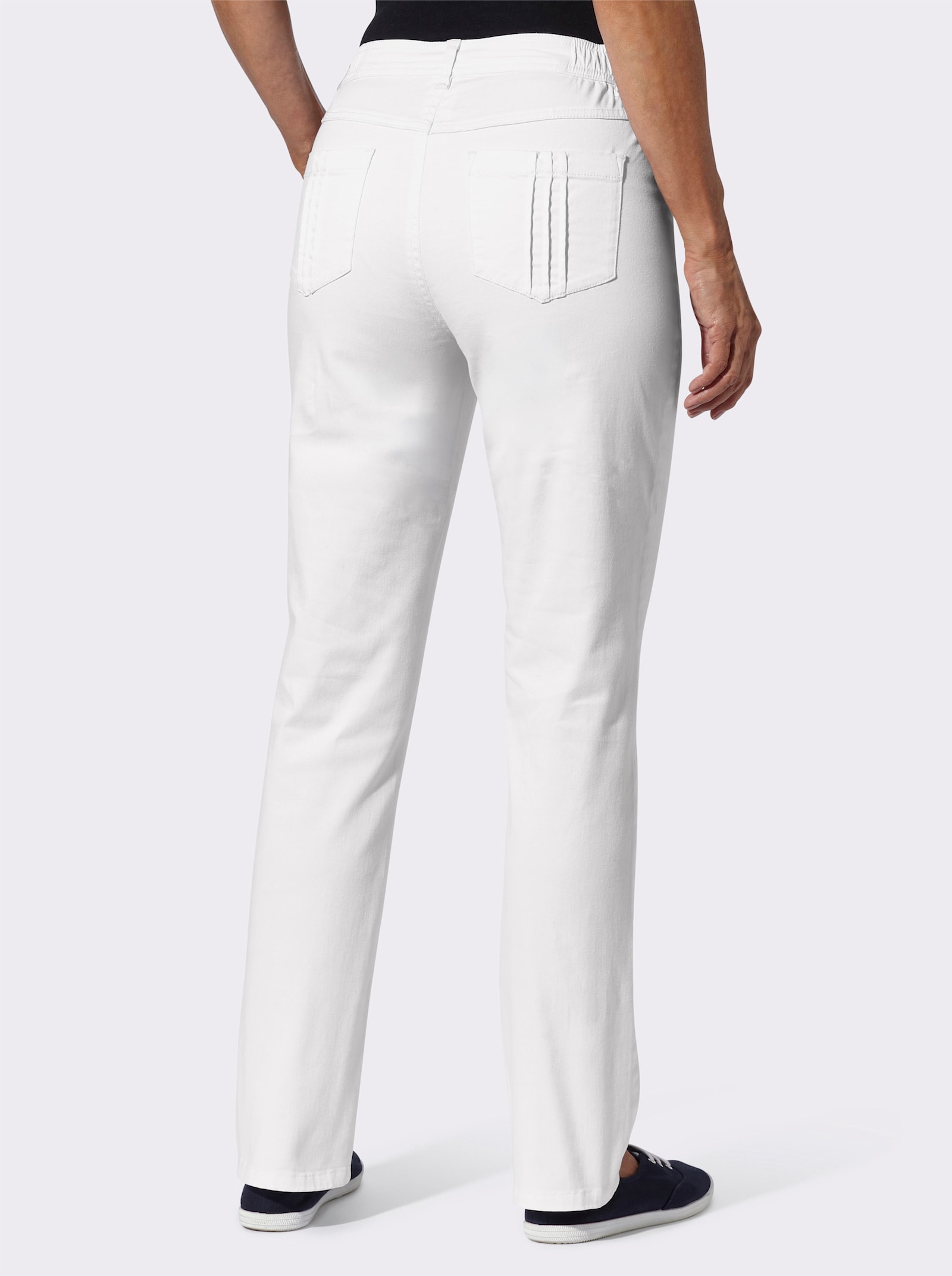 Stretch-Hose mit Biesen an den Gesässtaschen - weiss