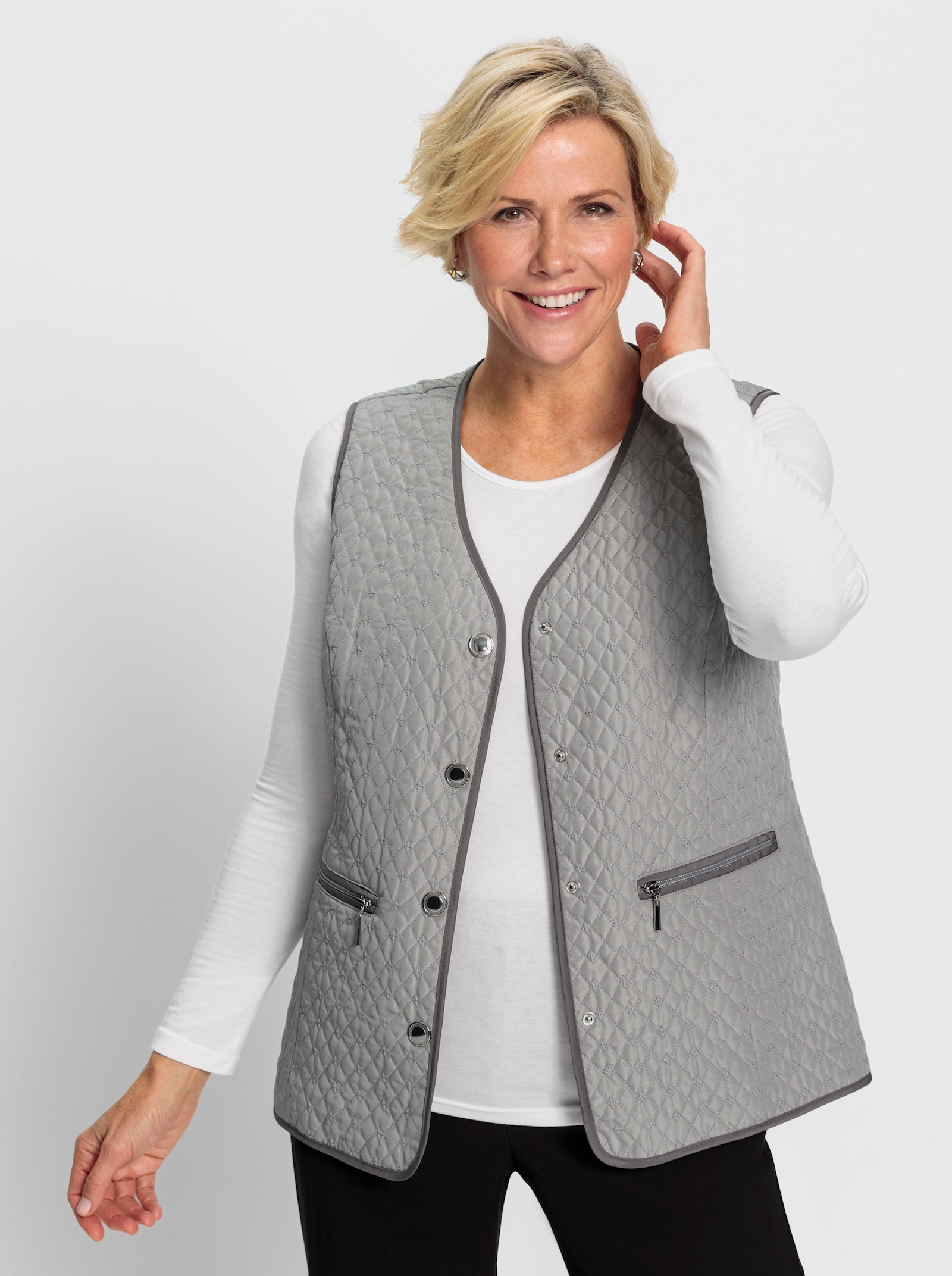 Steppweste in pflegeleichter Qualität - steingrau