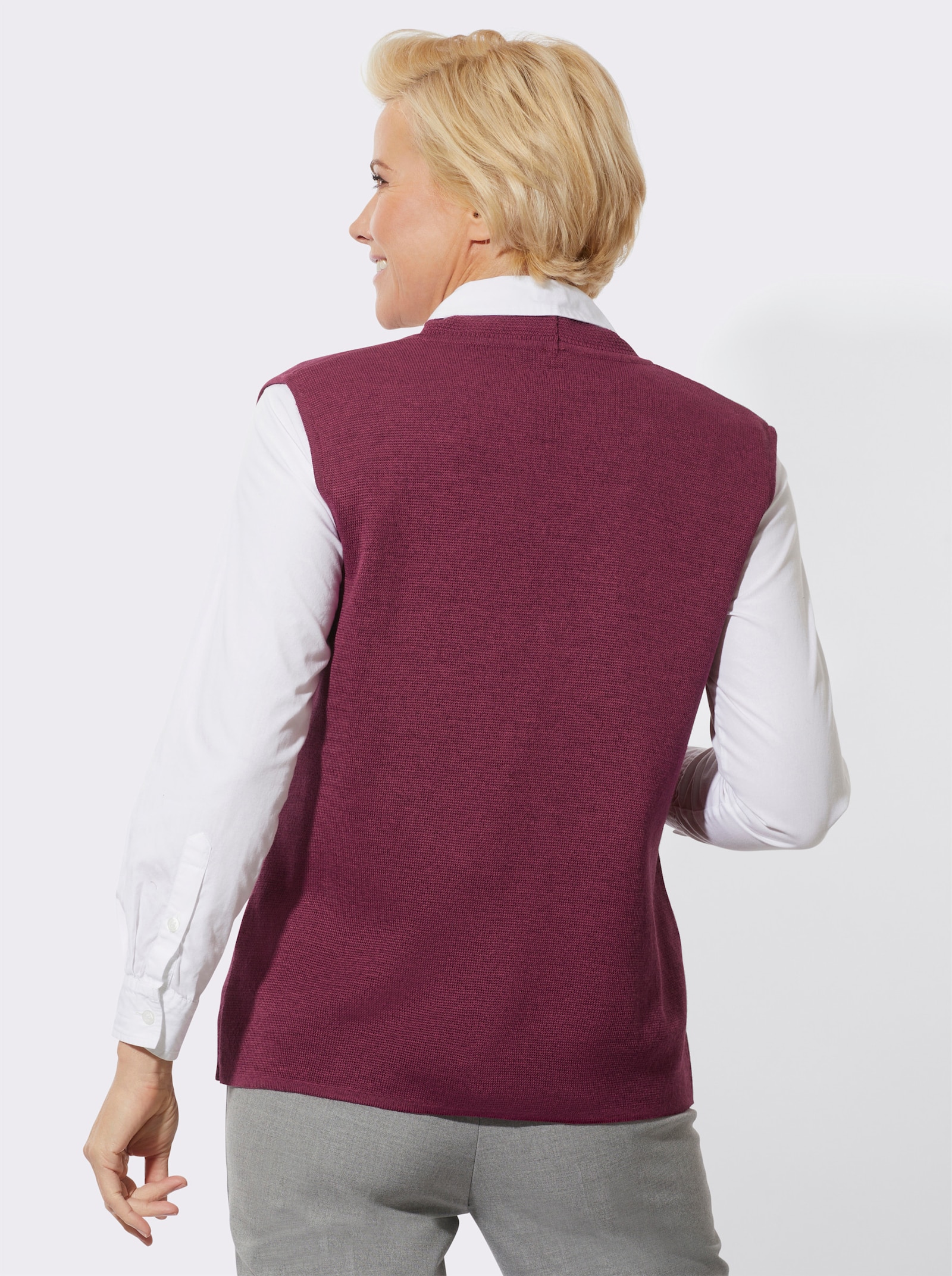 Strickweste mit Merinowolle - bordeaux