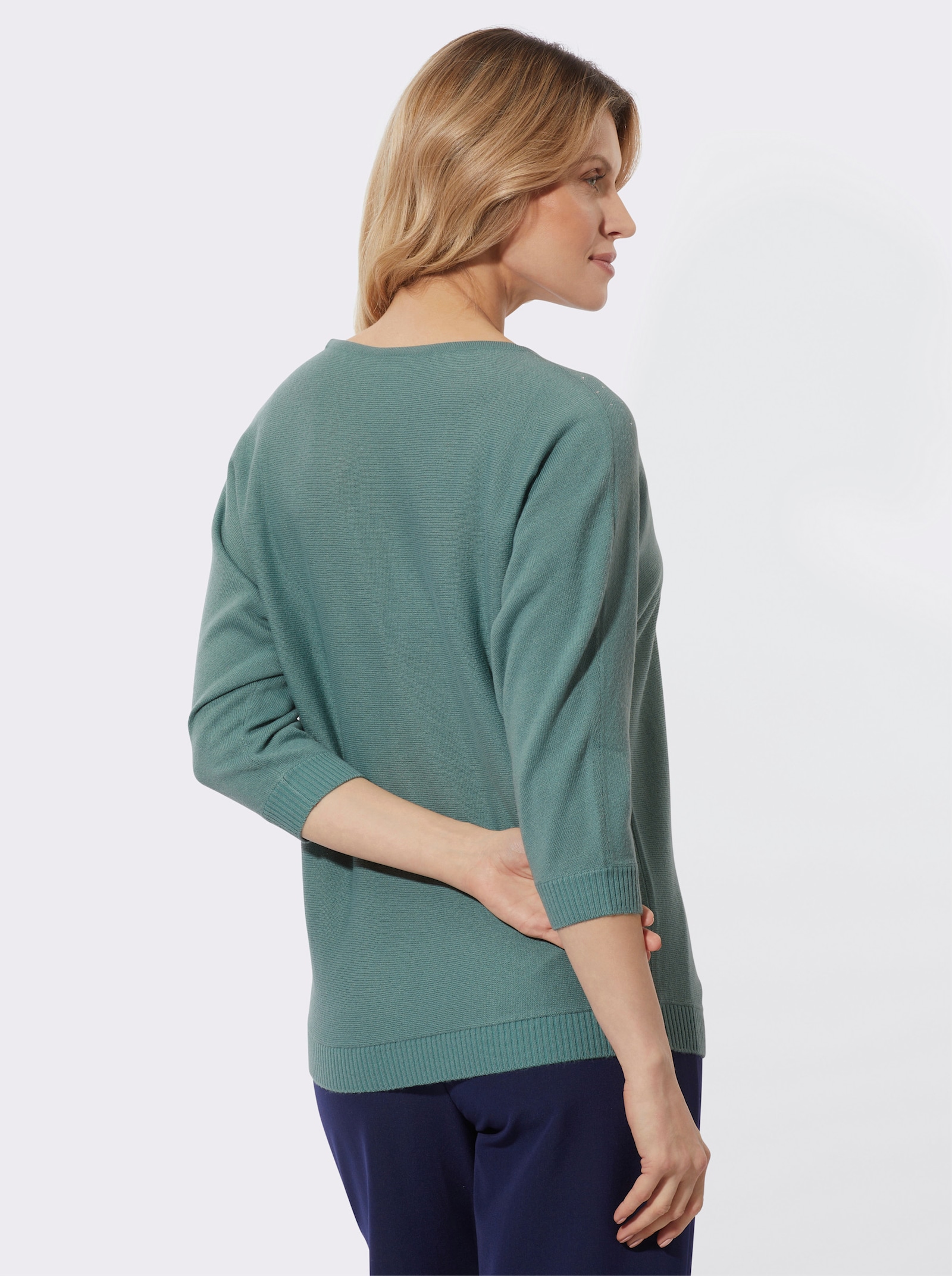 Fledermauspullover mit Glitzersteinchen - jade