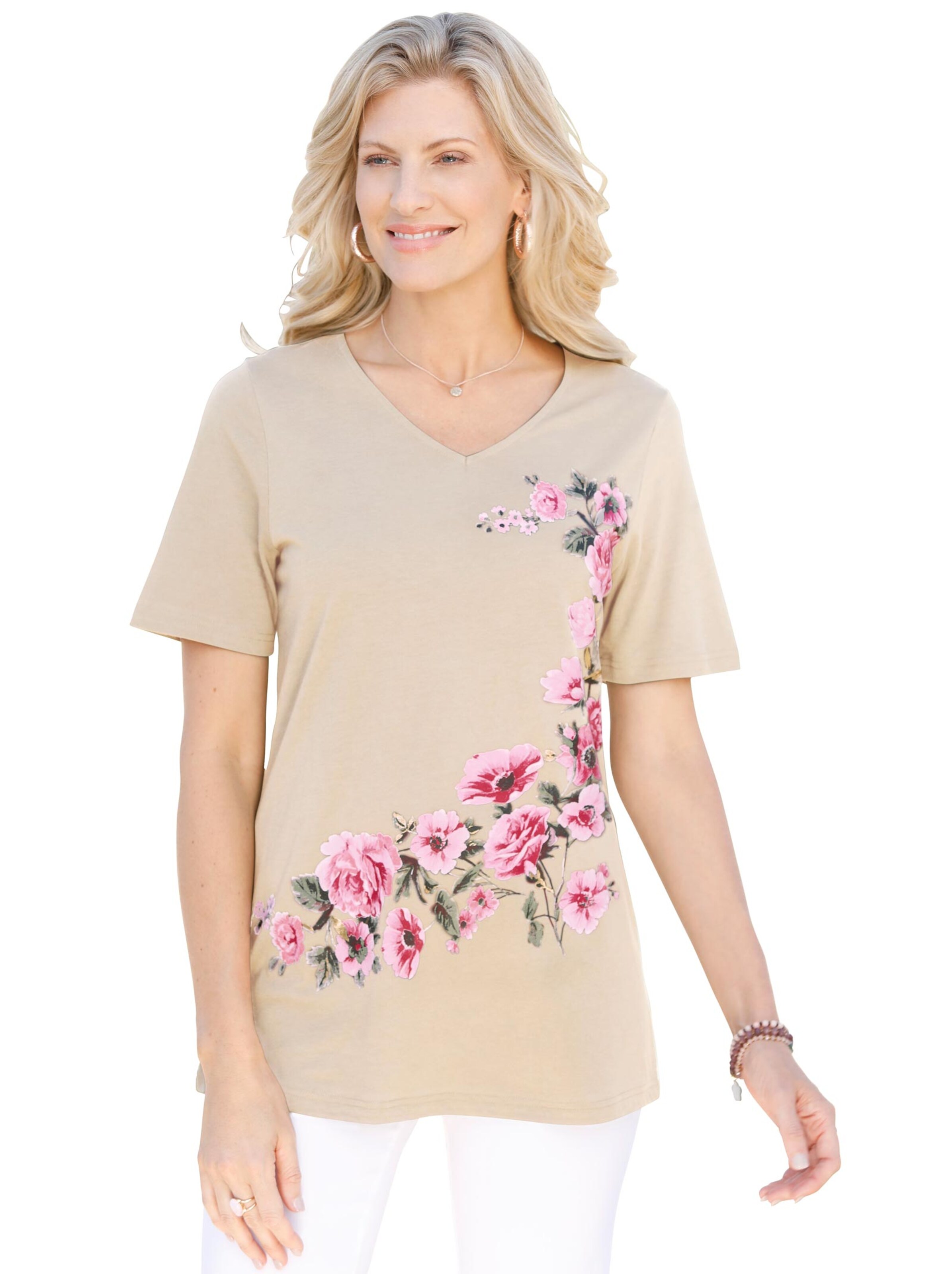 Shirt - beige-bedruckt
