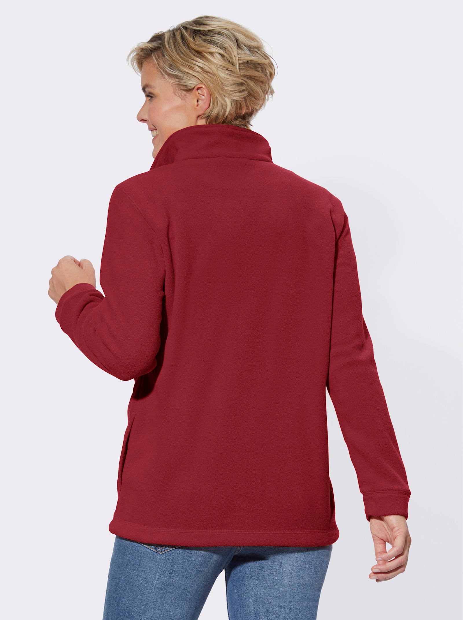 Fleecejacke Kordeldurchzug am Saum - dunkelrot