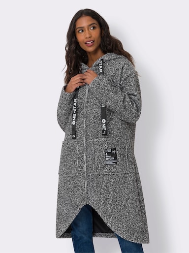 heine Wintermantel in Oversize-Form - schwarz-ecru-meliert