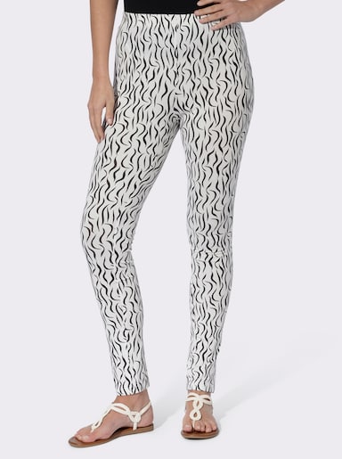Legging met verschillende dierendessins - ecru/zwart geprint