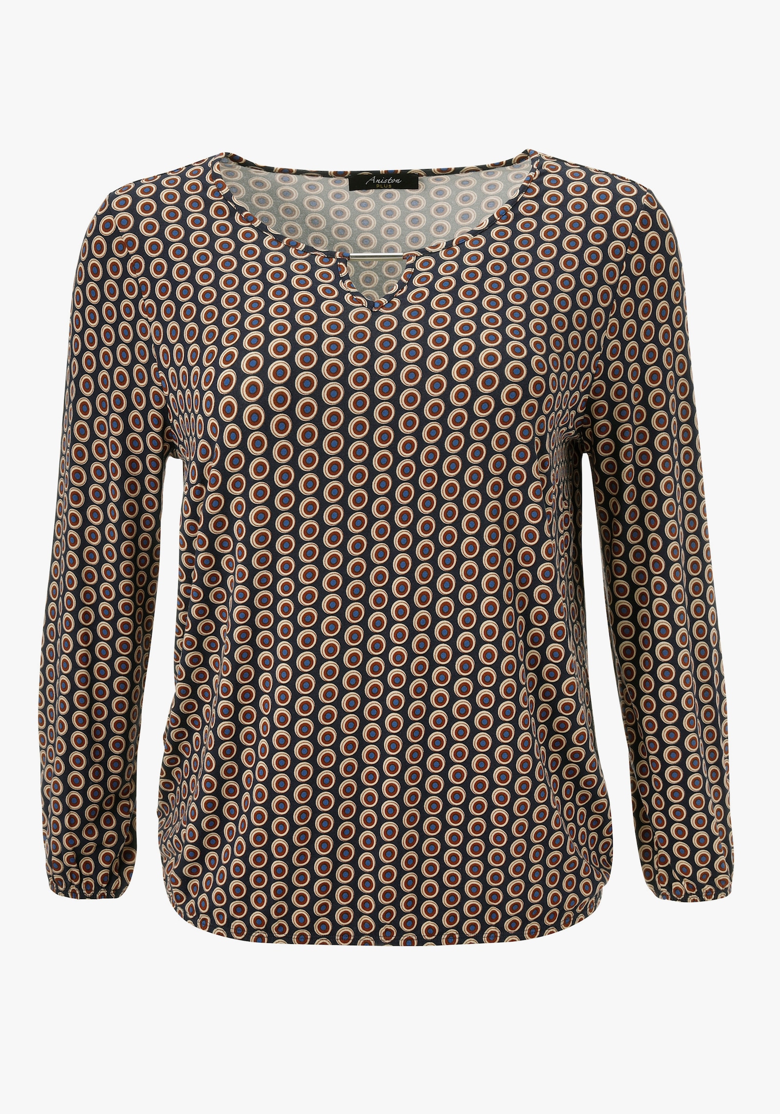 Aniston PLUS Langarmshirt - marine-braun-beige