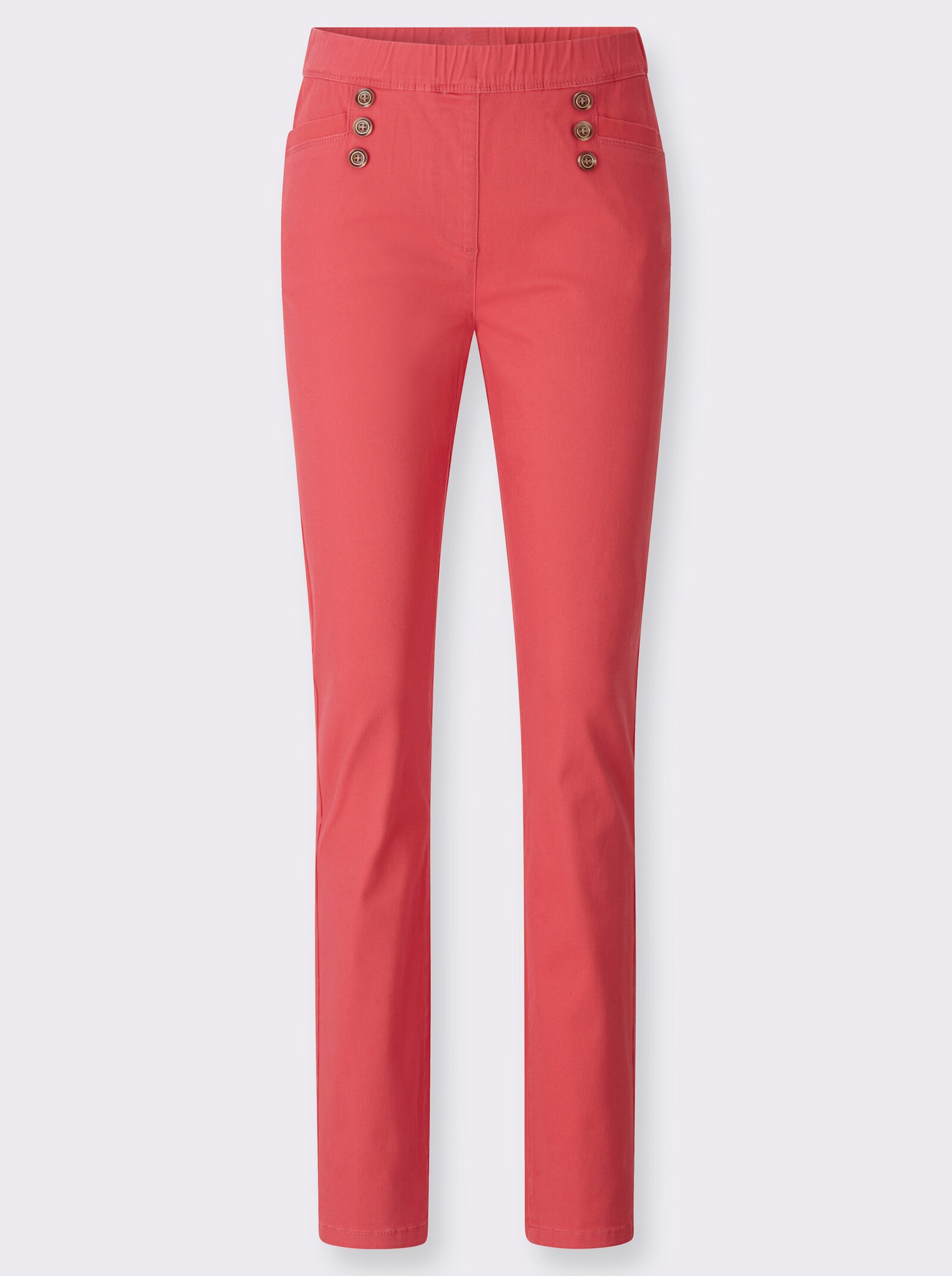 Schlupfjeans mit Schmuckknöpfen - grapefruit