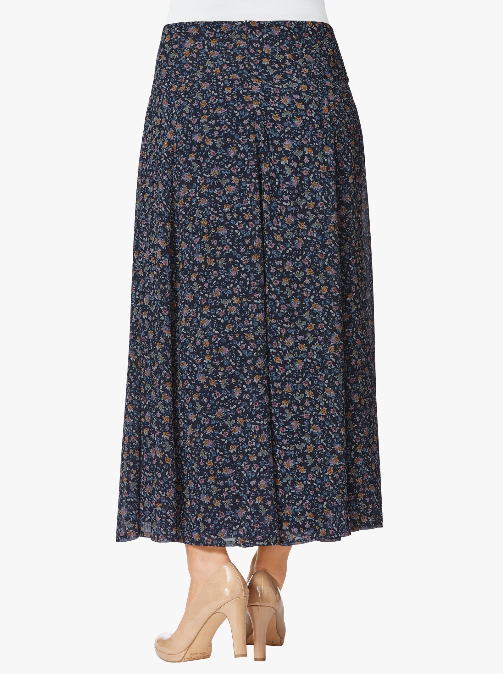 Maxirock in weiter Bahnenform - marine-bedruckt