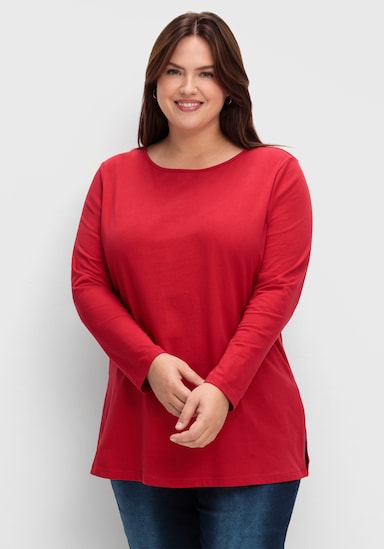 Langarmshirt mit hohen Seitenschlitzen - bordeaux