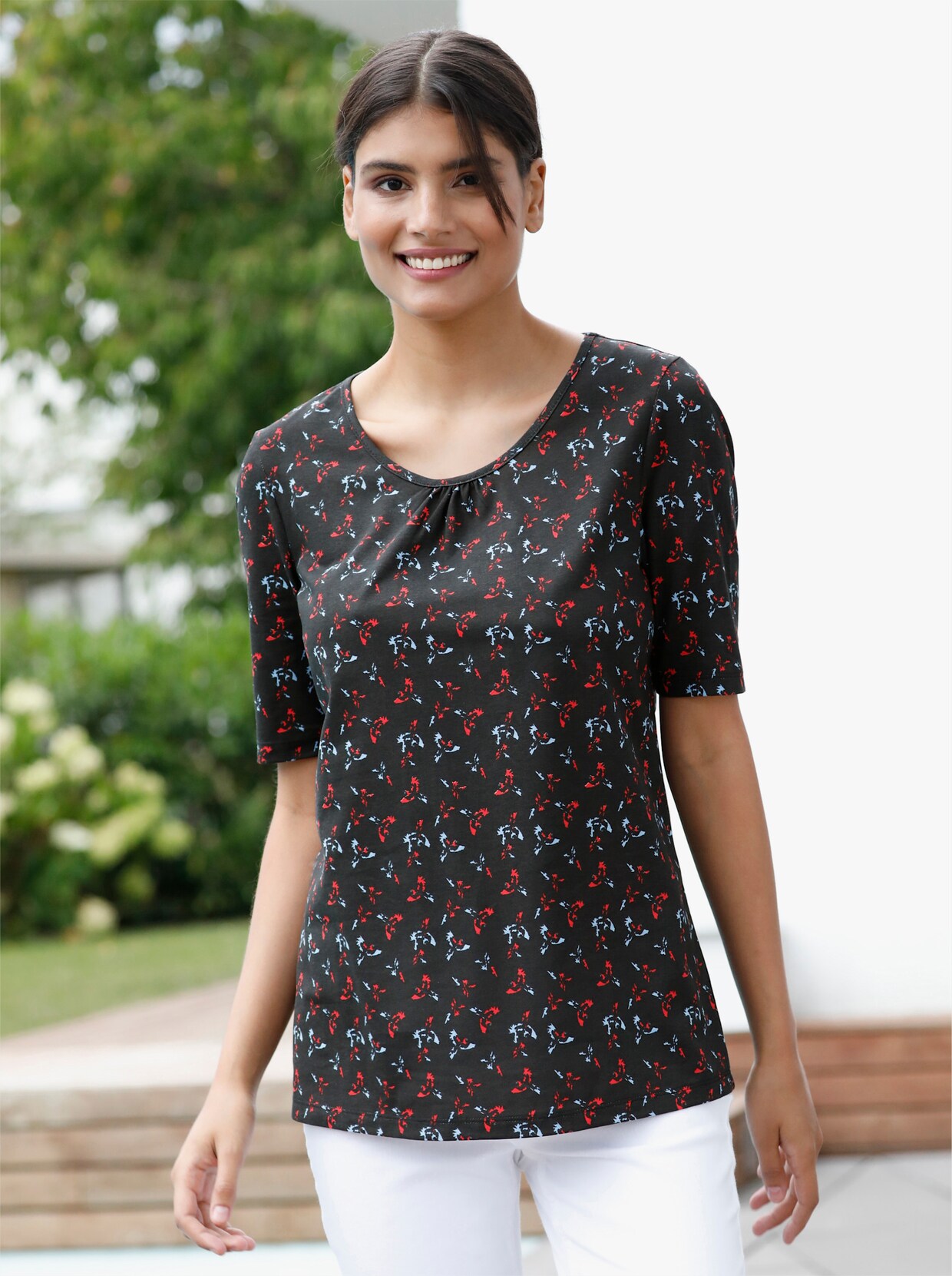 Shirt met korte mouwen - zwart gedessineerd