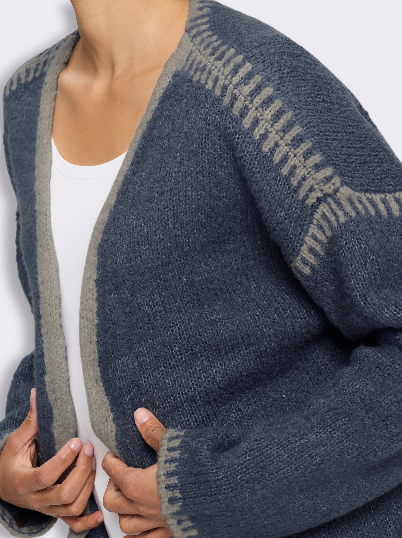 heine Strickjacke mit Kontrast-Details - rauchblau