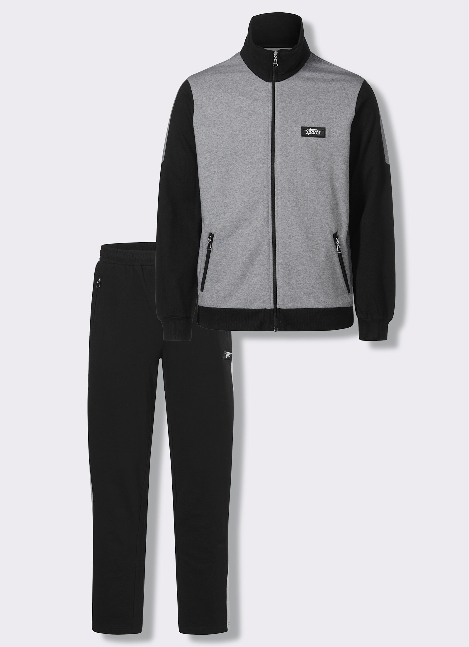 Catamaran Sports Sweatjacke mit Color-Blocking - grau-meliert-schwarz