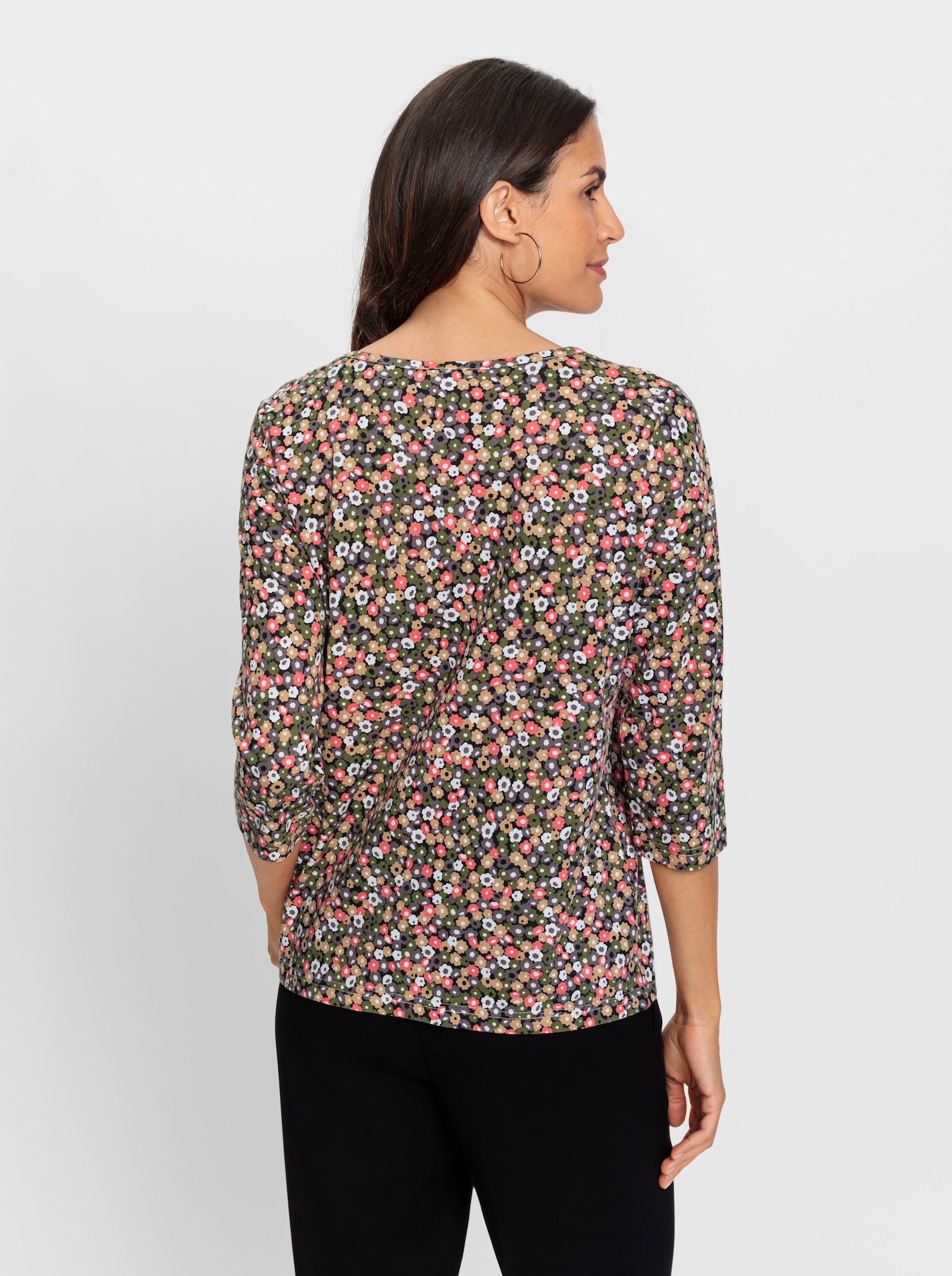 Shirt met print en ronde hals - grapefruit/olijf bedrukt