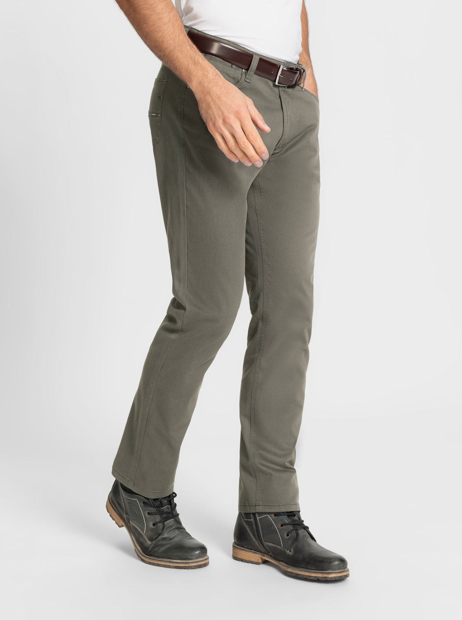 Brühl 5-pocketsbroek van twill - kaki