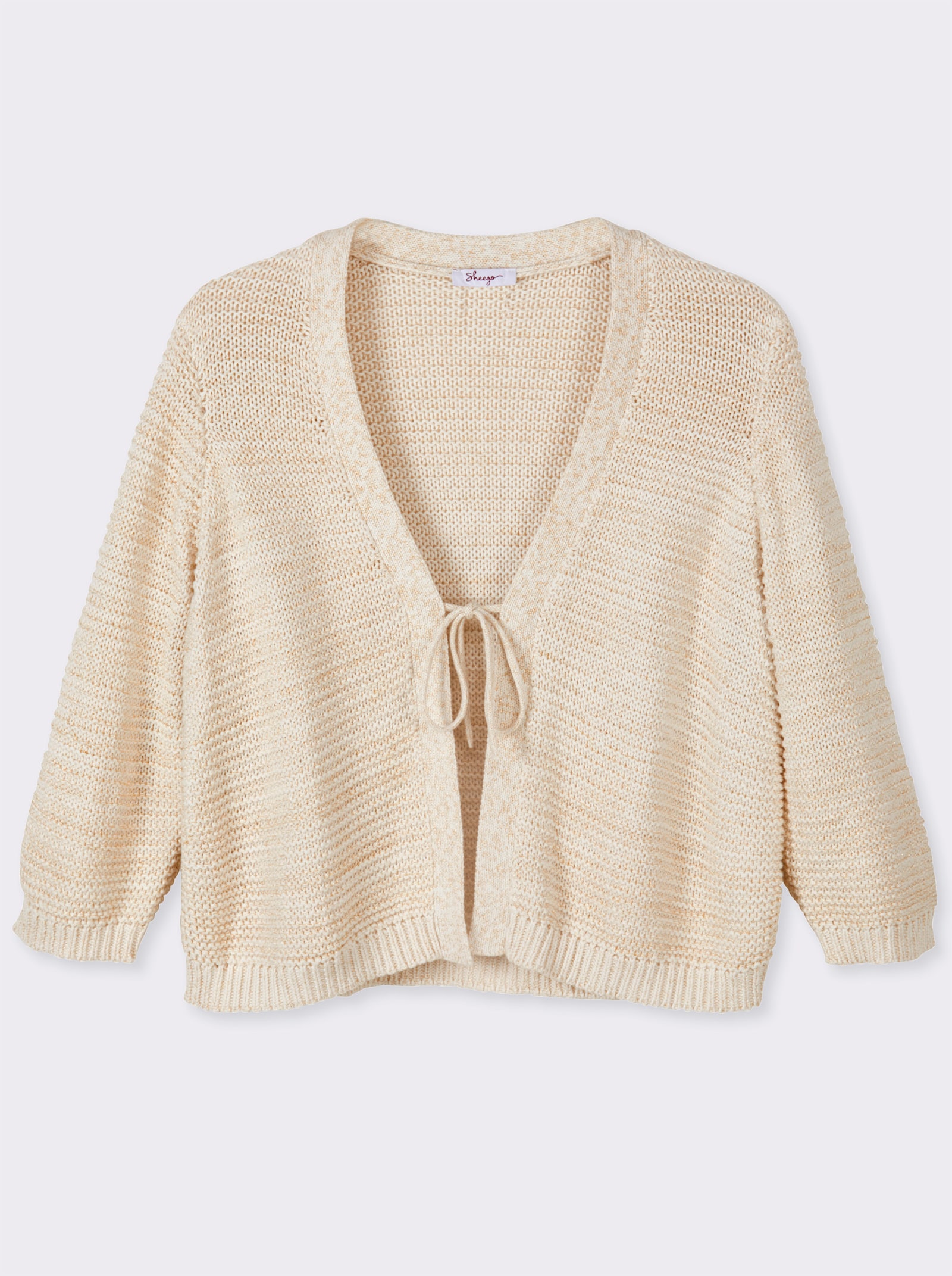 sheego Cardigan im Linksstrick, mit Lurexfaden - champagner-goldfarben