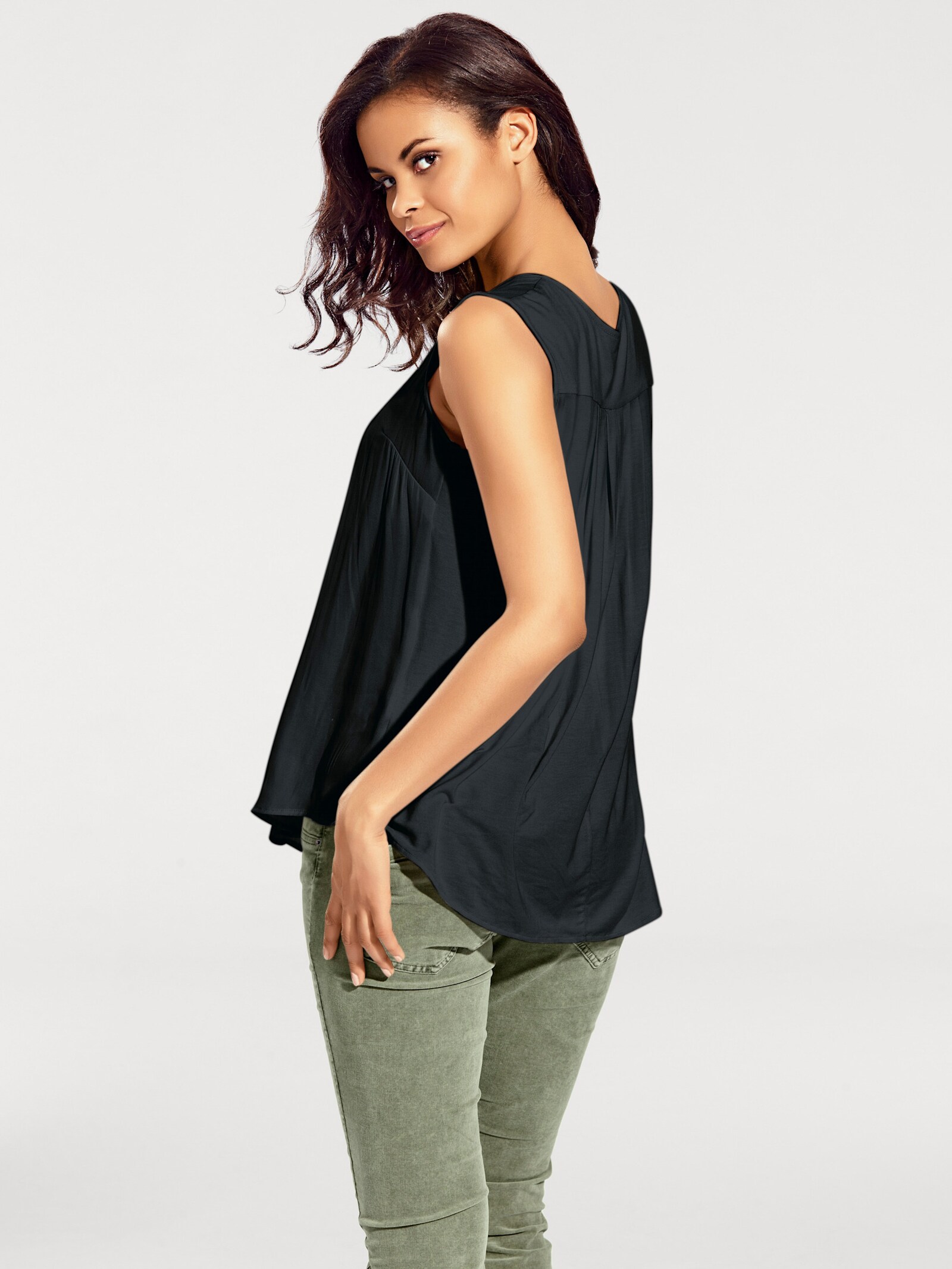 heine Blusenshirt mit Knopfleiste - schwarz