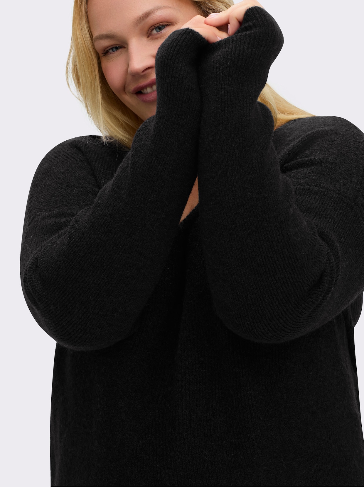 sheego Pullover - tiefblau-meliert