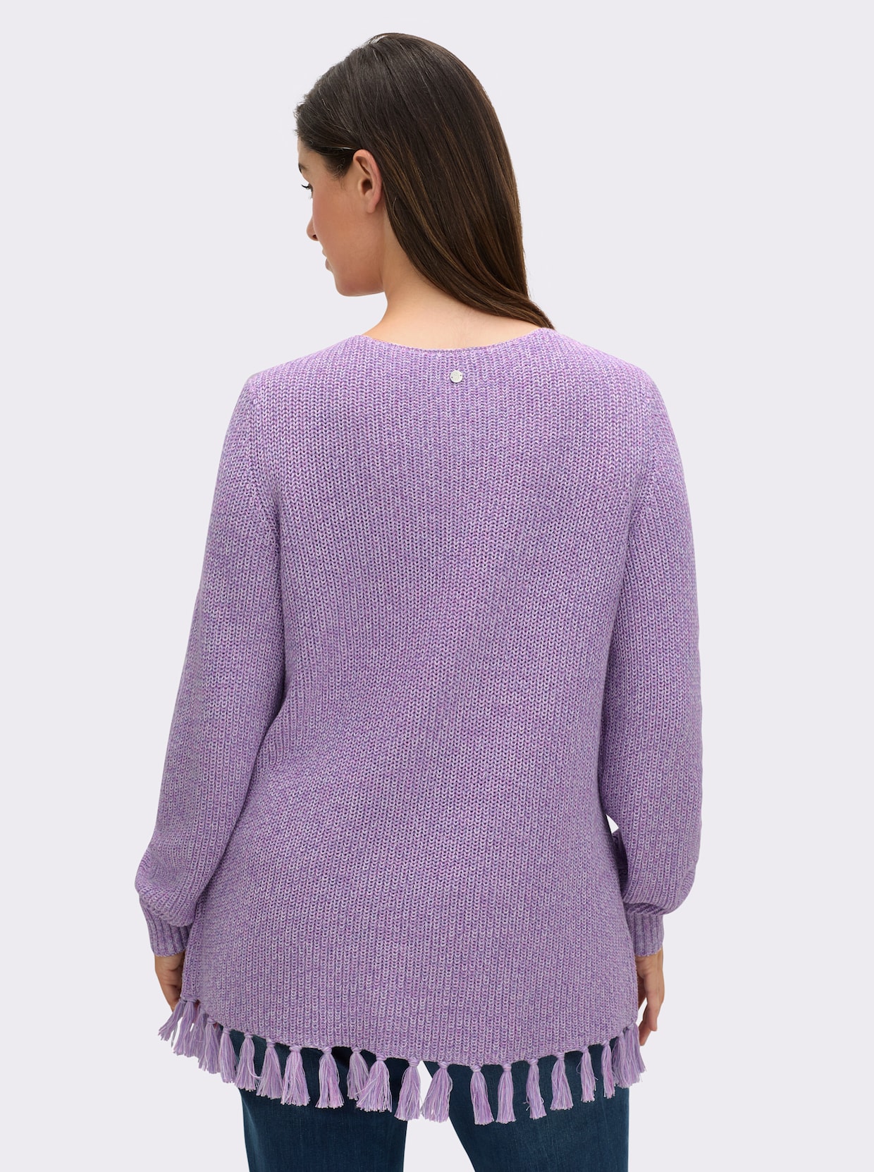 sheego Pullover met V-hals - lavendel gemêleerd