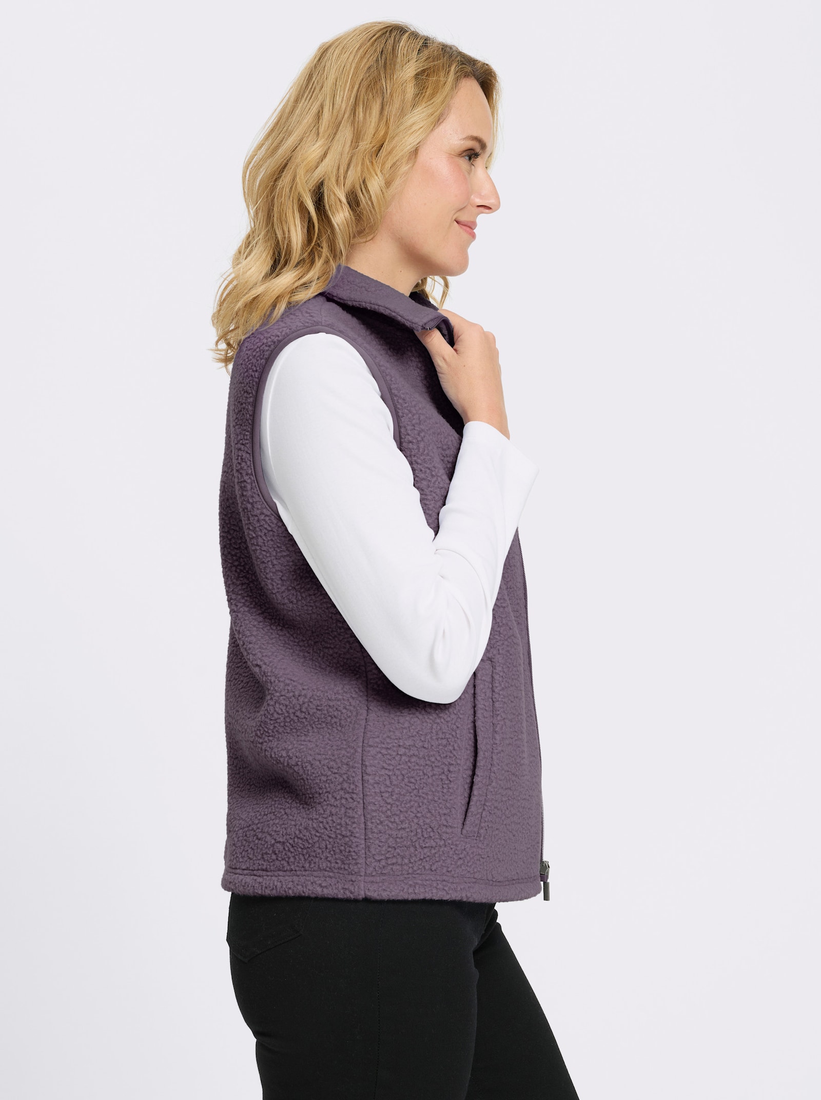 Fleeceweste mit Stehkragen - feige