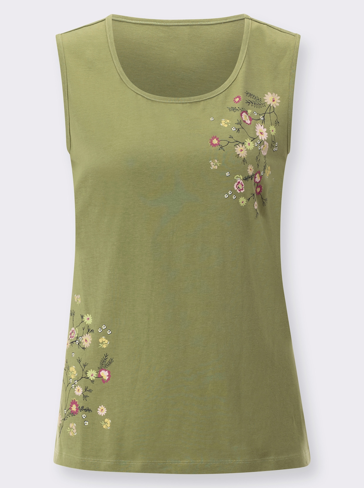 Shirttop - rietgroen/roze