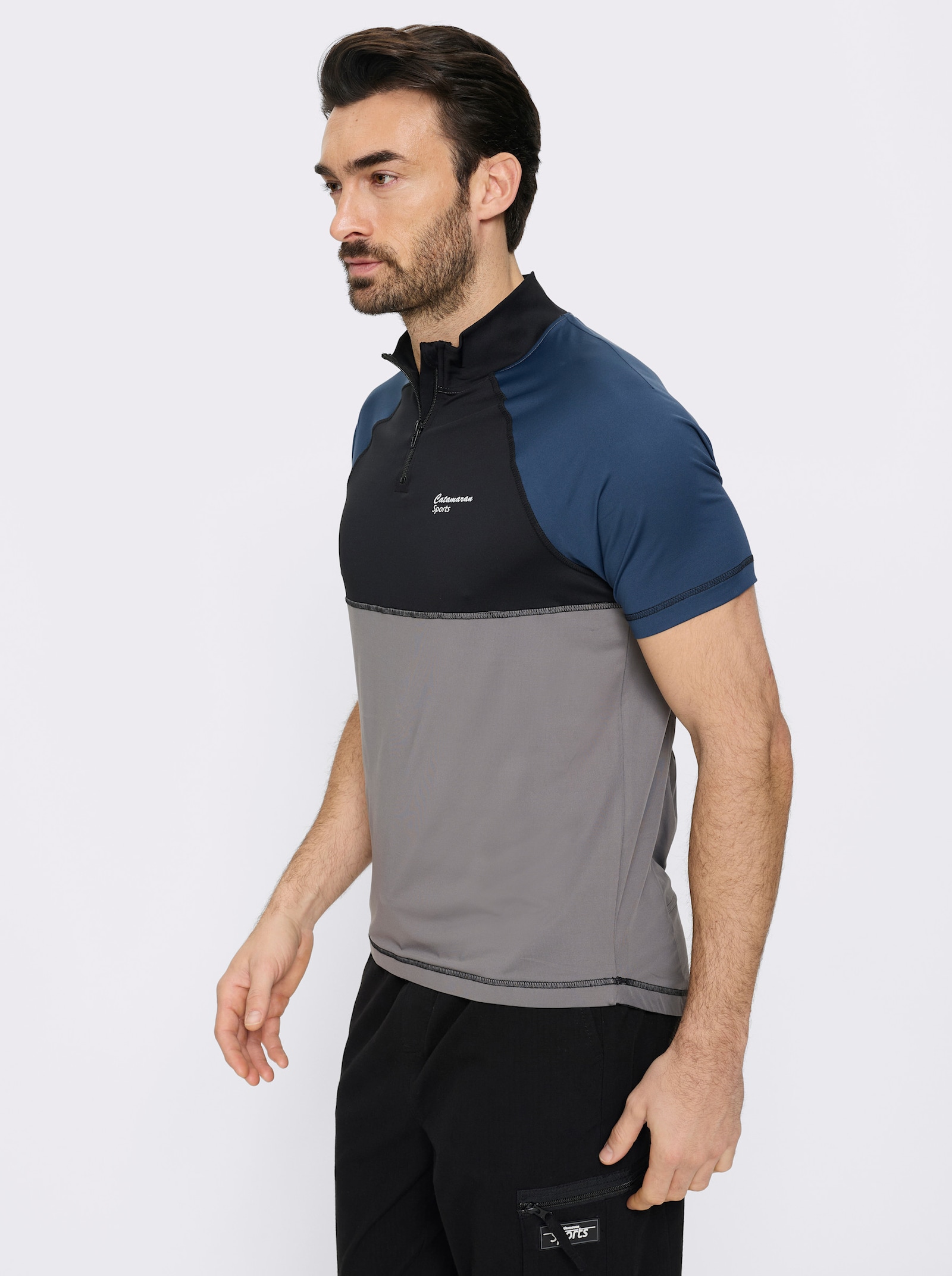 Catamaran Sports Fahrradshirt mit dreigeteilter Rückentasche - anthrazit