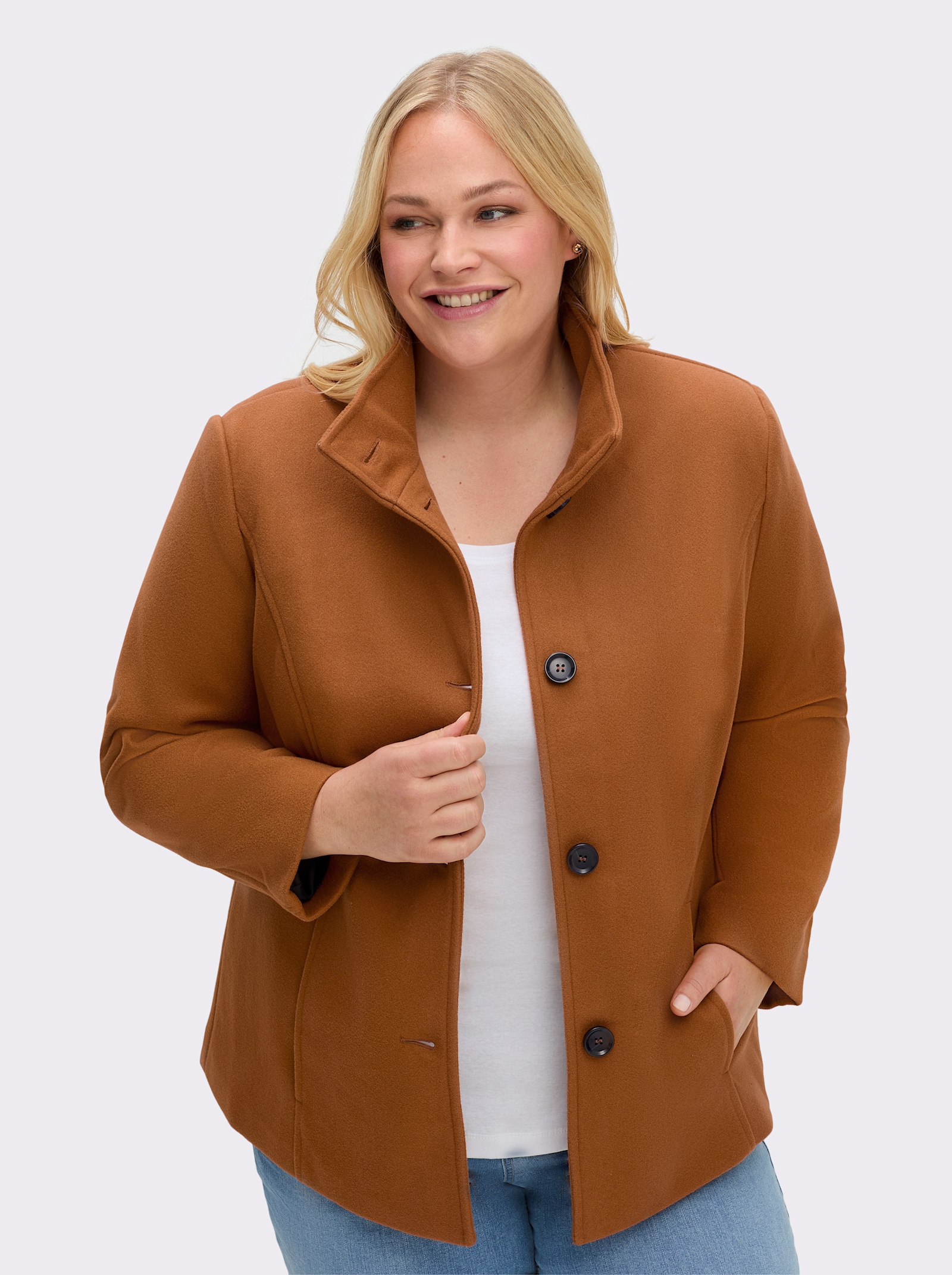 Jacke mit Schmuckknöpfen - cognac