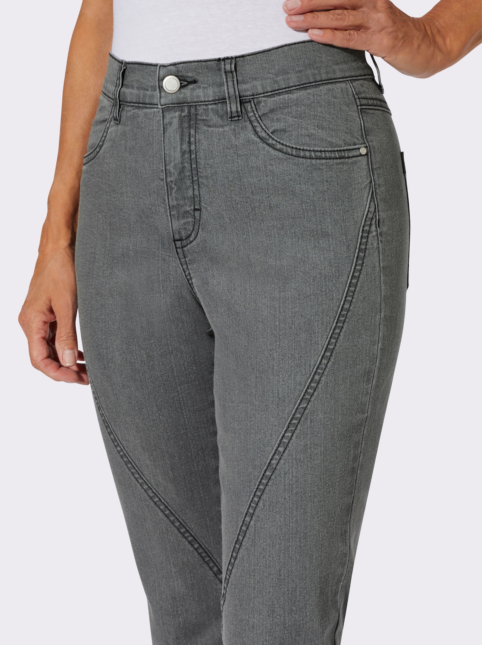 Jeans met siernaden voor - stone-grey-denim