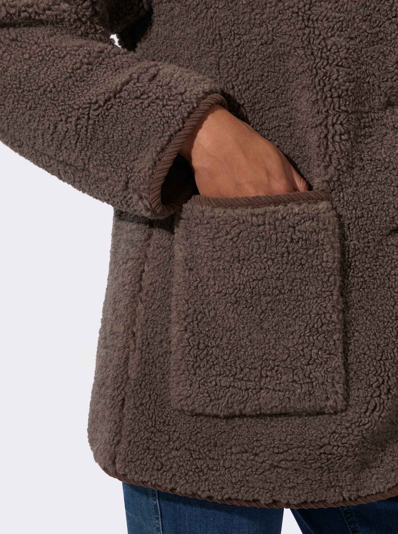 Teddyjacke mit Schmuckknöpfen - dunkeltaupe