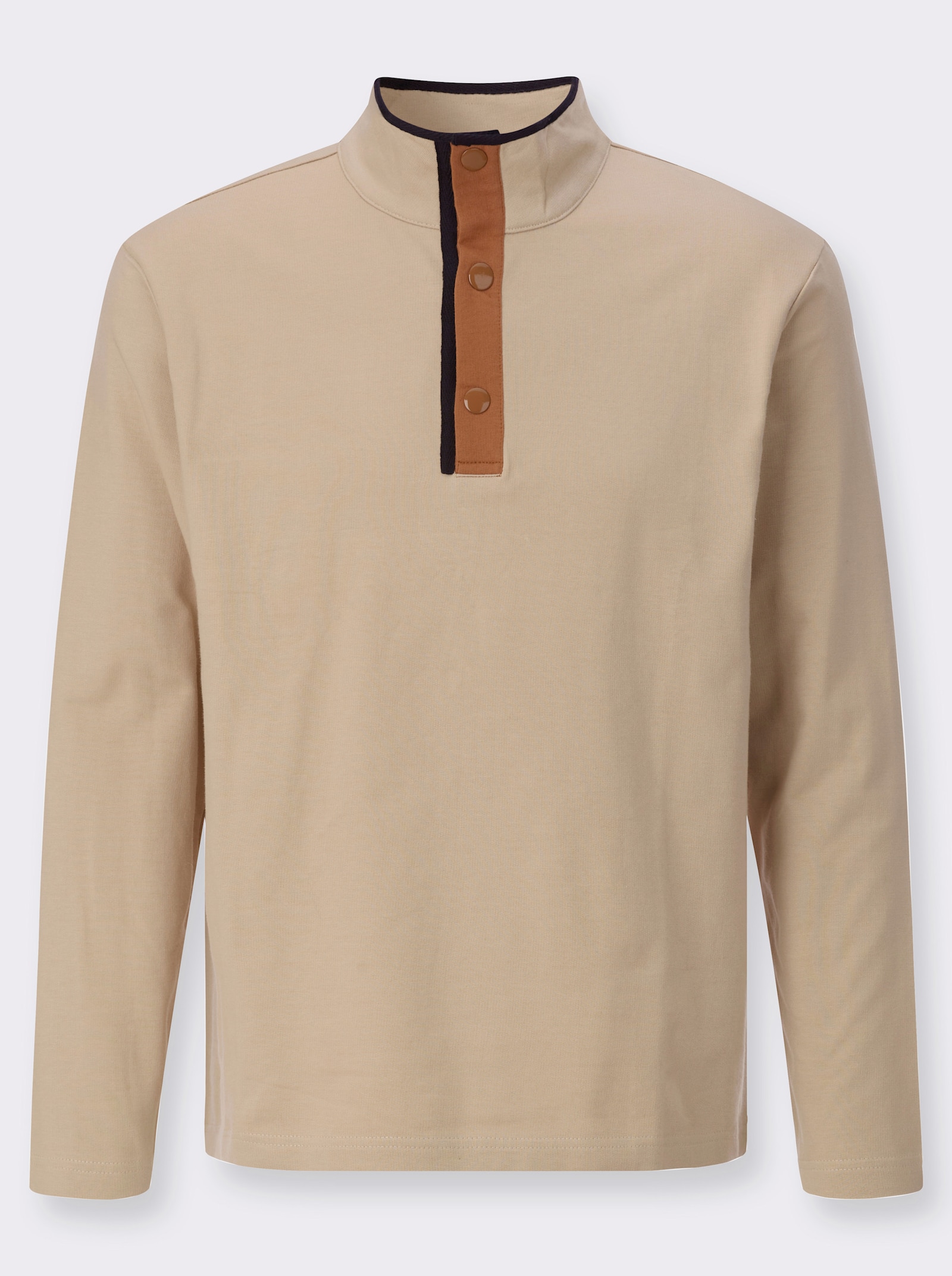 Sweatshirt mit Stehkragen - beige-cognac