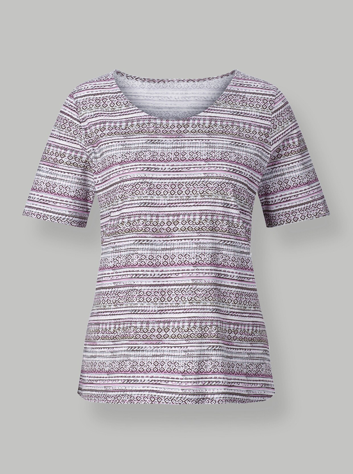 Shirt met korte mouwen - roze/wit gedessineerd