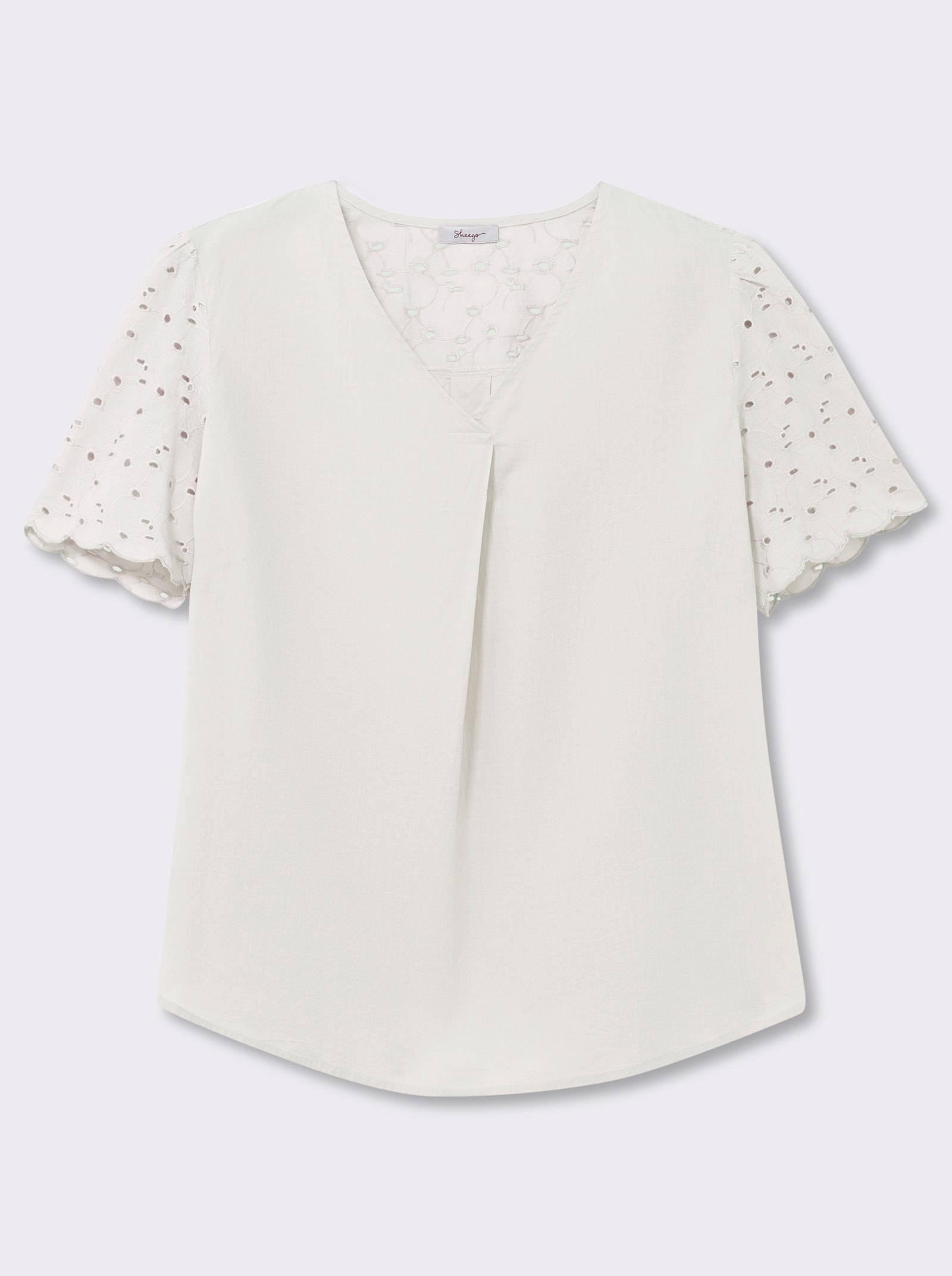 sheego Tunika mit Lockstickerei - ecru