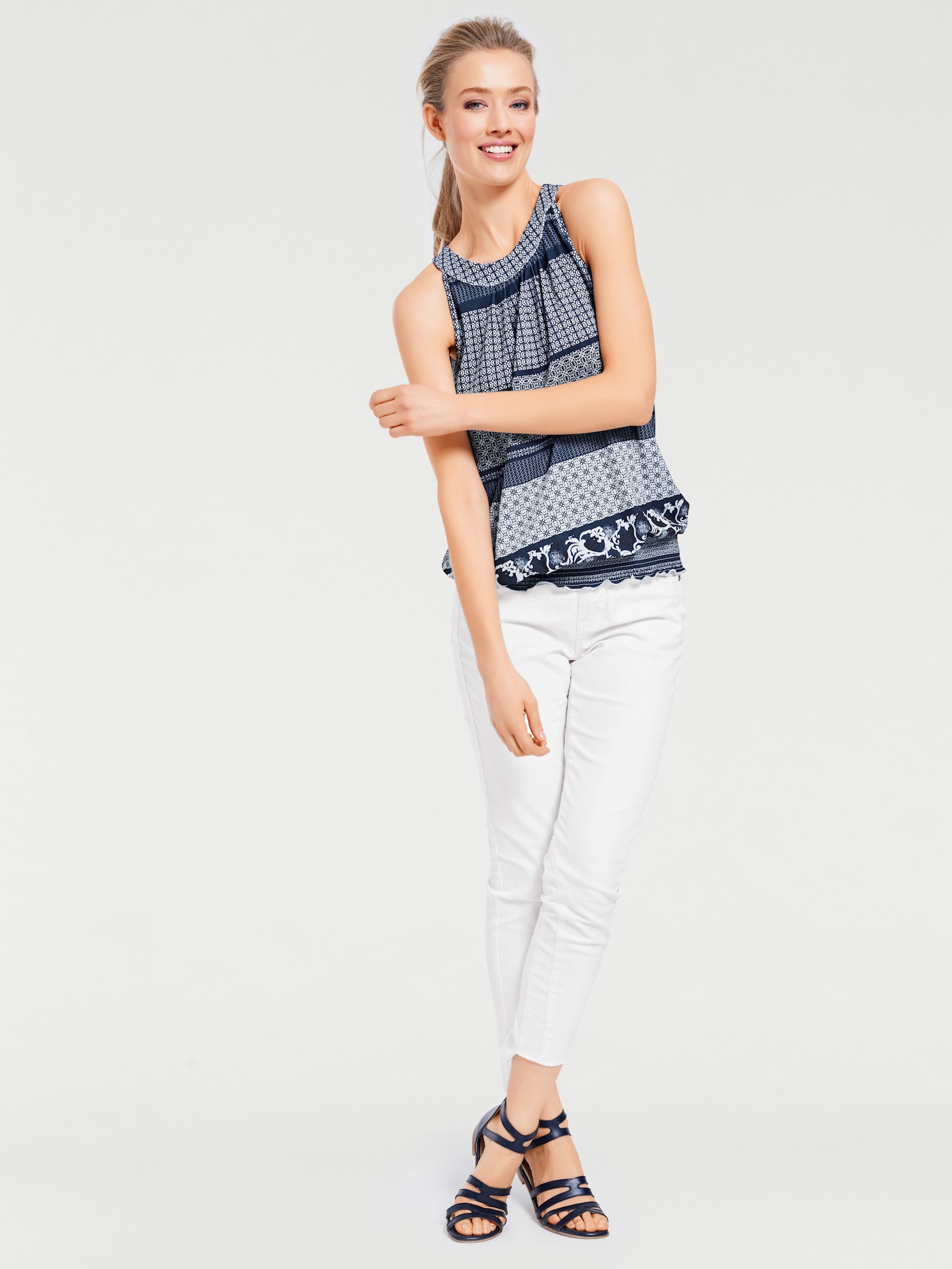 heine Destroyed jeans met power mesh - wit