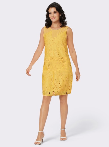 Spitzenkleid mit blickdichter Lage - gelb