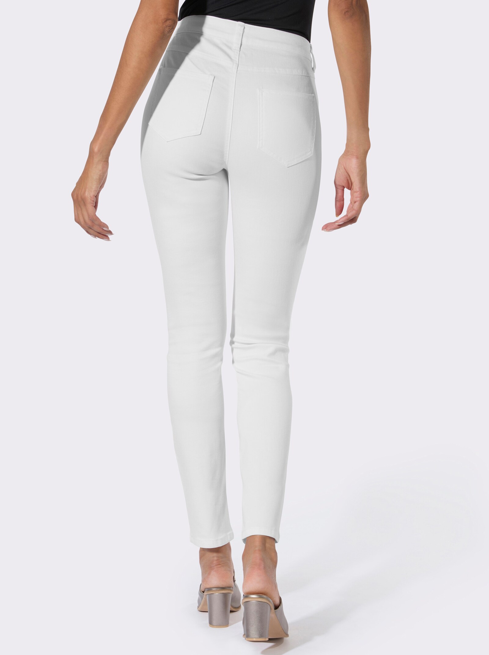 5-Pocket-Jeans mit Glitzersteinchen - weiß