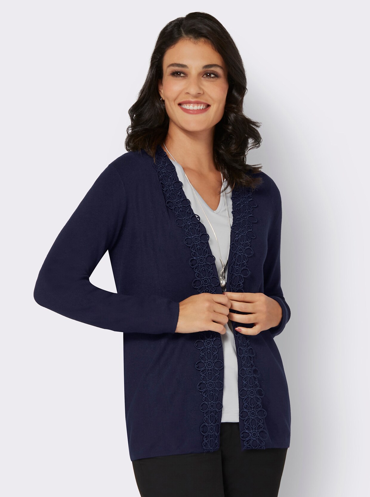 Fijn gebreid vest - marine