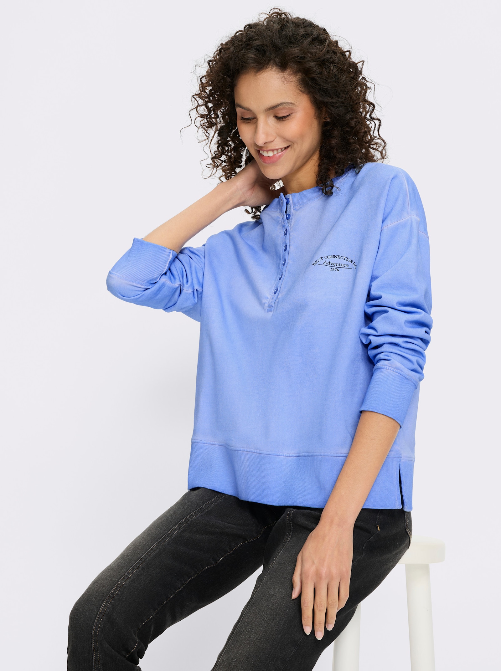 heine Sweatshirt mit Oil-dyed-Waschung - himmelblau