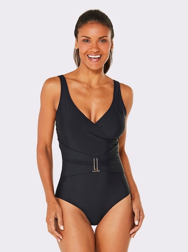 feel good Badeanzug mit glänzendem Zierelement - schwarz