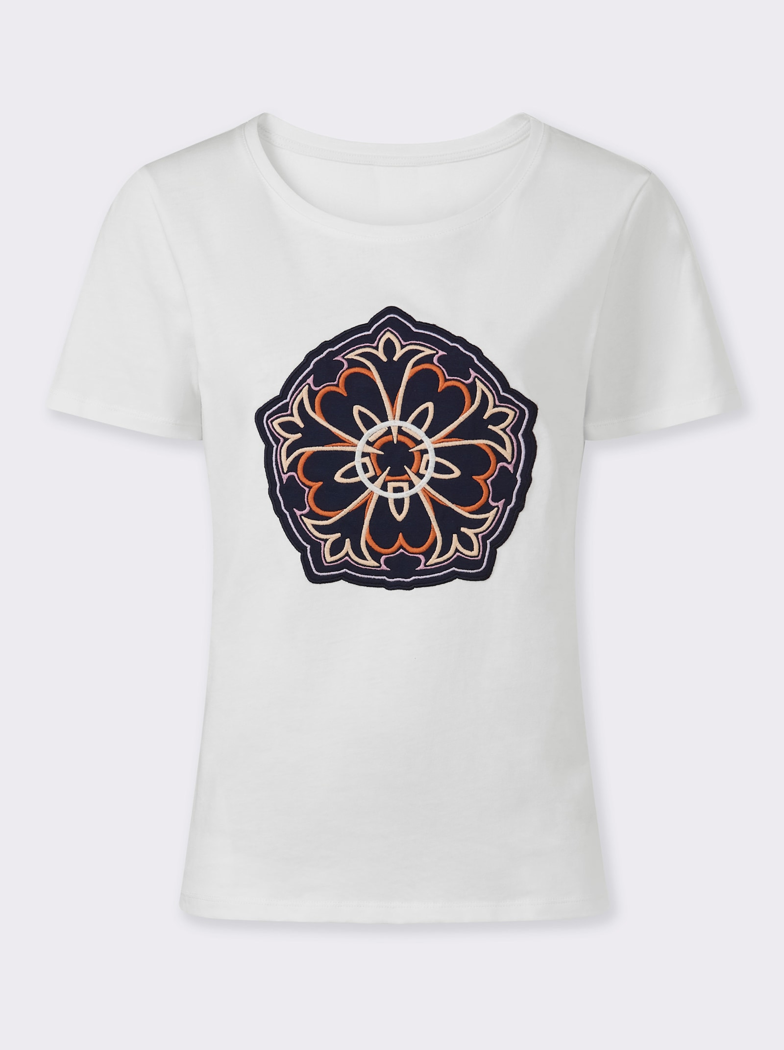 heine T-Shirt mit gesticktem Motiv - ecru